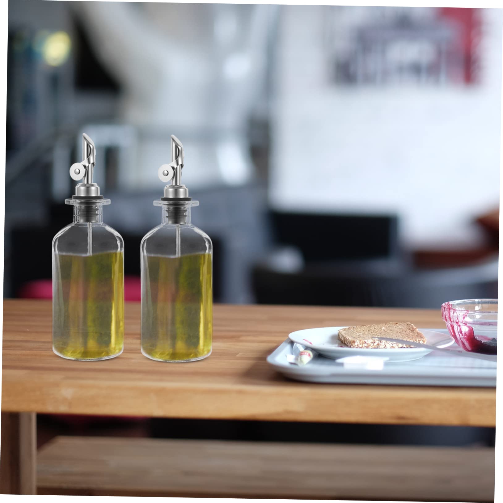 2piezas Botellas De y Vinagre De Vidrio Transparente De Dispensadores Automáticos Para Salsa De Soja y De Antigoteo Capacidad