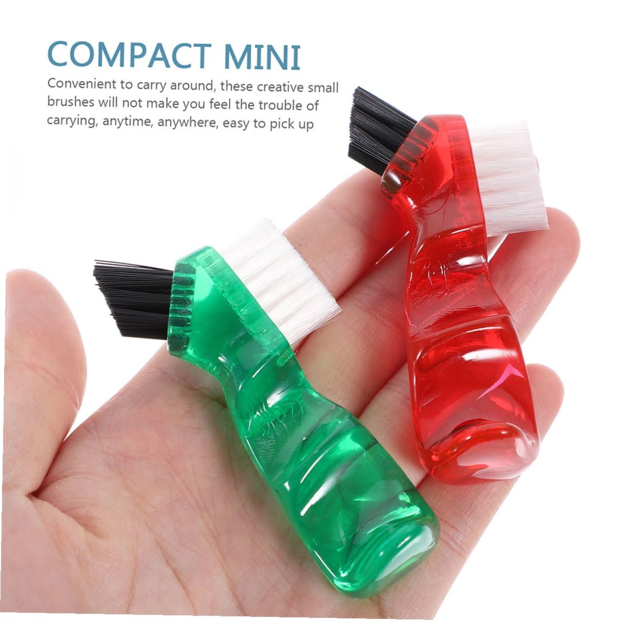 3 piezas Cepillo para Dentaduras Pequeño Multifuncional Portátil para Cuidado Bucal con Doble Punta y Cerdas Duraderas Colores Rojo Naranja y Verde