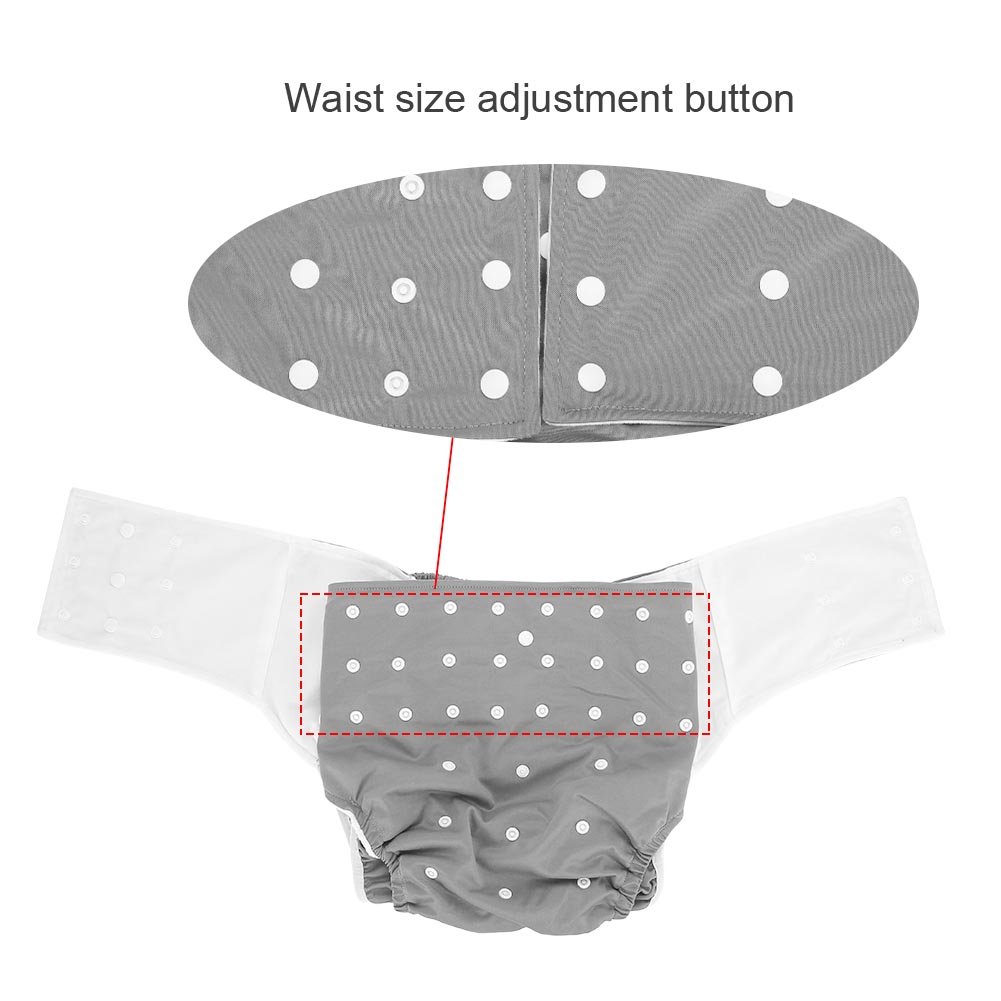Pantaloni per Pannolini per Pannolini per Adulti Regolabili Contro L'incontinenza, Coperture per Adulti Lavabili Pannolino di Stoffa per Adulti Pannolino Lavabile per Adulti (Grigio)