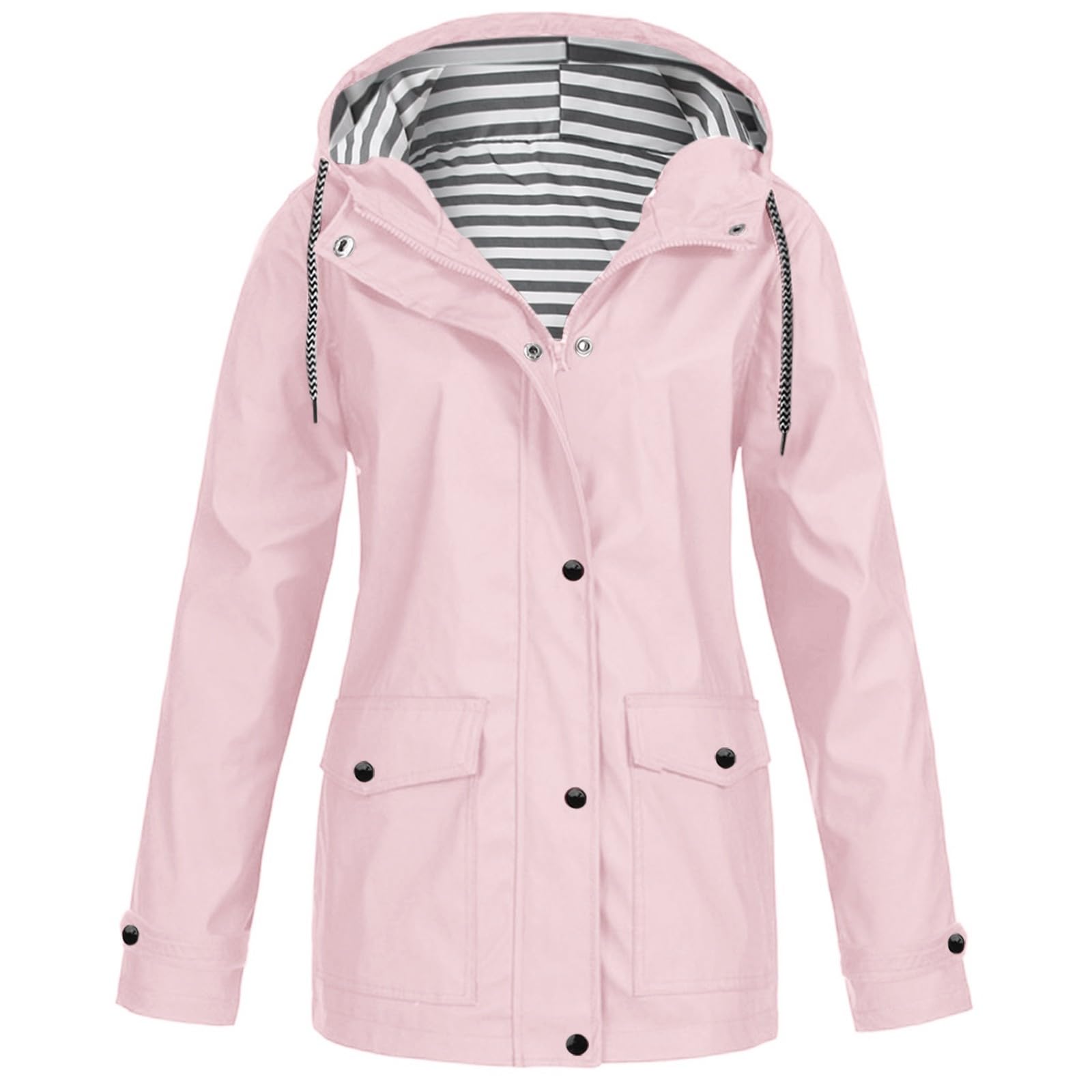 Genérico Cortavientos Impermeable Mujer-Sudadera Con Capucha Para Mujer Abrigo Impermeable Para La Lluvia Bolsillos SóLidos Chaqueta Con Cremallera Entrenamiento Chaqueta De Lluvia A De Al Libre