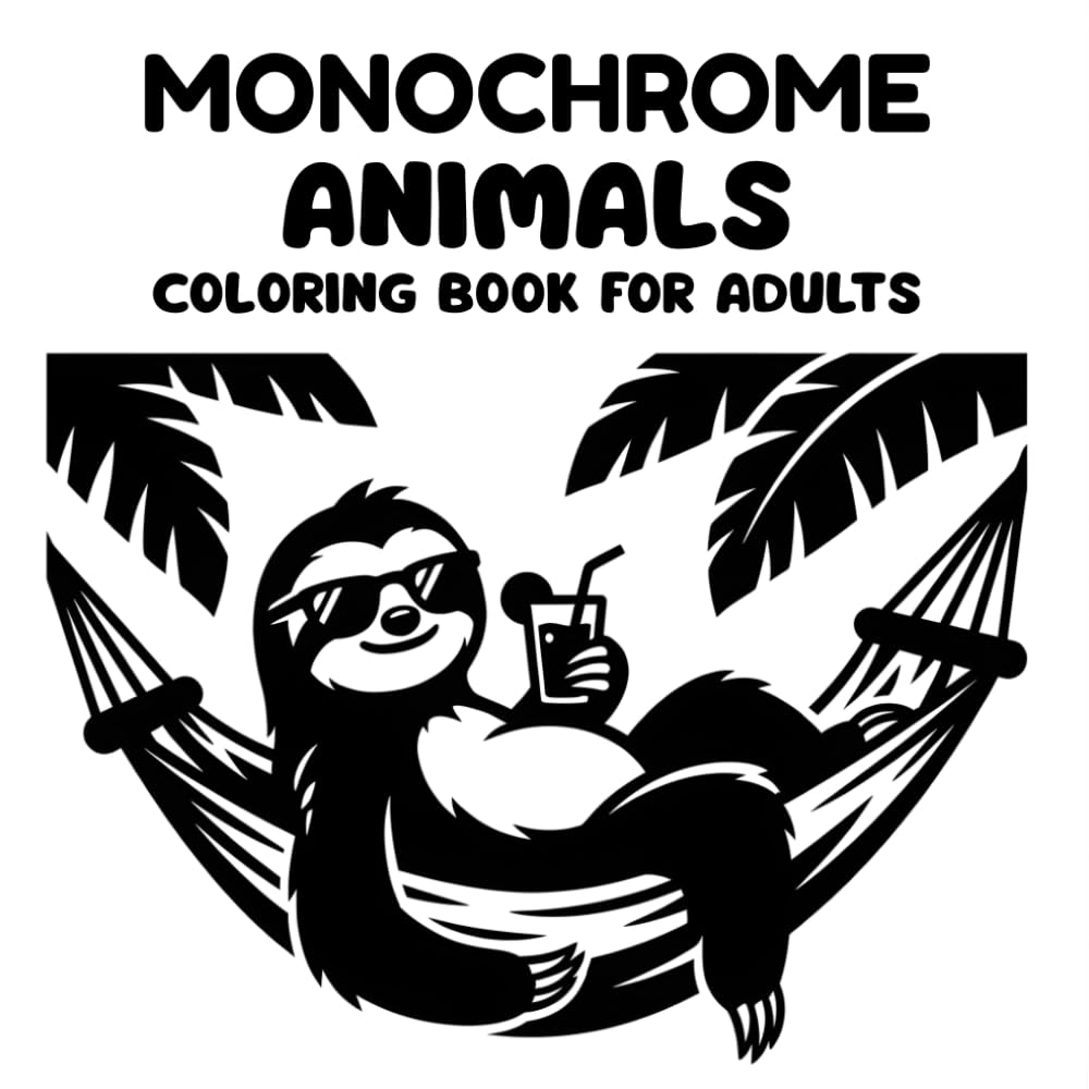 Monochrome Animals Coloring Book for Adults: One Color Black Relaxing Mindful Designs for Mindfulness | Minimalist Simple Calm Illustrations for Stress Relief (Monochrome Coloring Books)