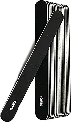 24 Lixas de Unhas Emery, Lixa de Unha de Madeira Grão 100/180 para Unhas Naturais, Conjunto de Ferramentas de Manicure Emory Filers Lixa de Unhas Descartável para Salão Doméstico Preto 17 cm