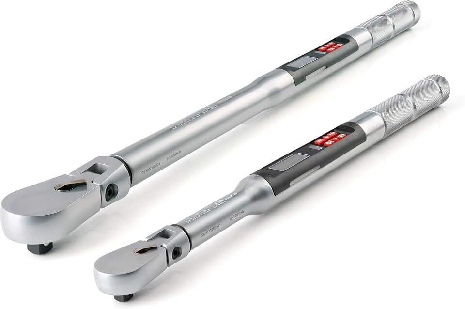 TEKTON 3/8, 1/2 Inch Drive 90-Tooth Flex Head Dual-Direction Electronic Torque Wrench Set