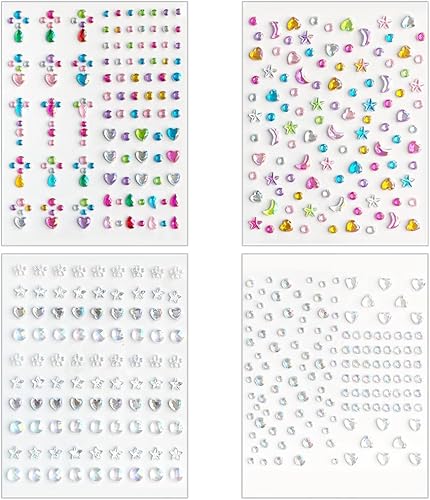 4 hojas de calcomanías autoadhesivas con diamantes de imitación, diamantes de imitación, piedras de arcoíris, calcomanías de ojos de cristal disponible en Yaxa Colombia