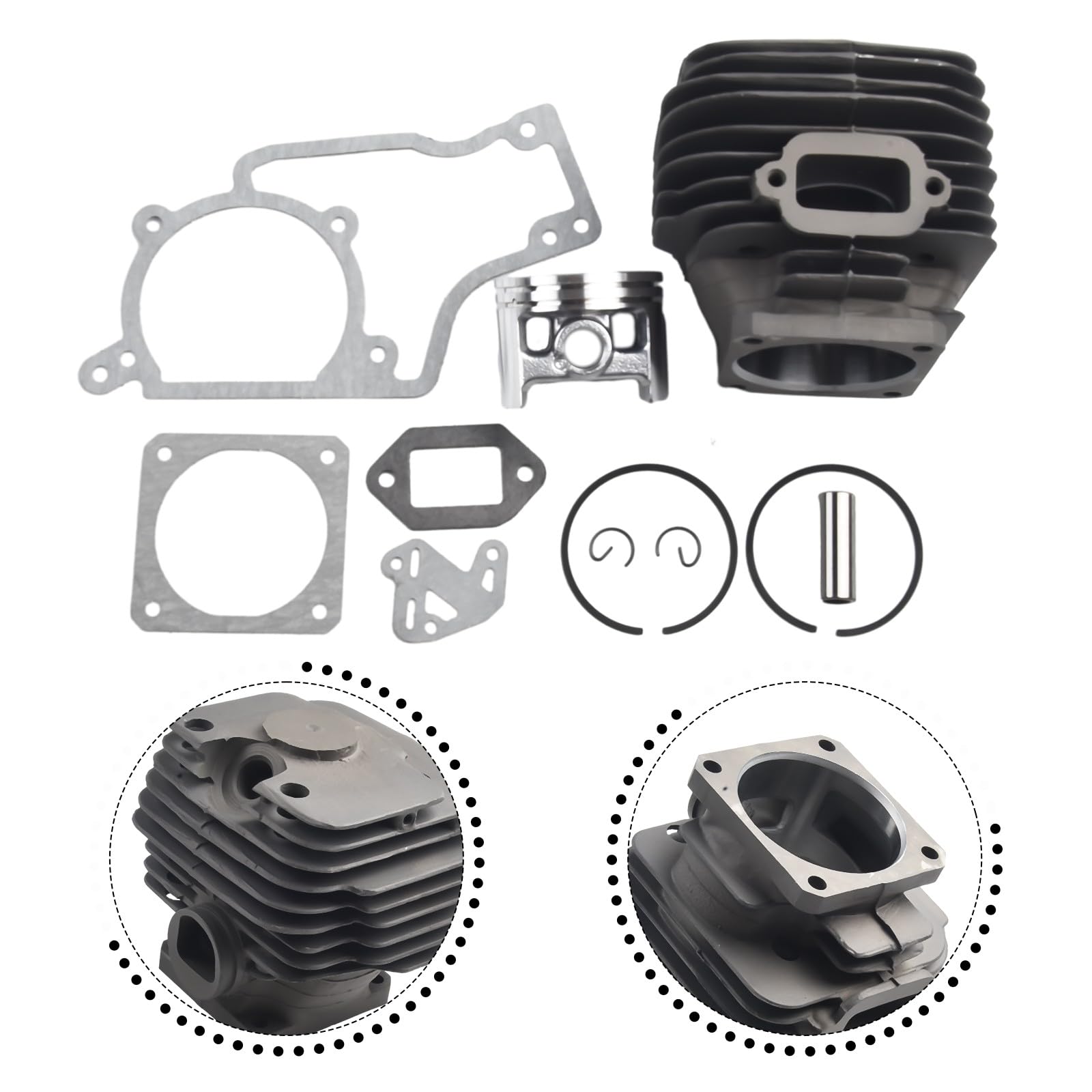 Culasse et kit piston 52mm avec joints pour tronçonneuse 038 MS380 MS381