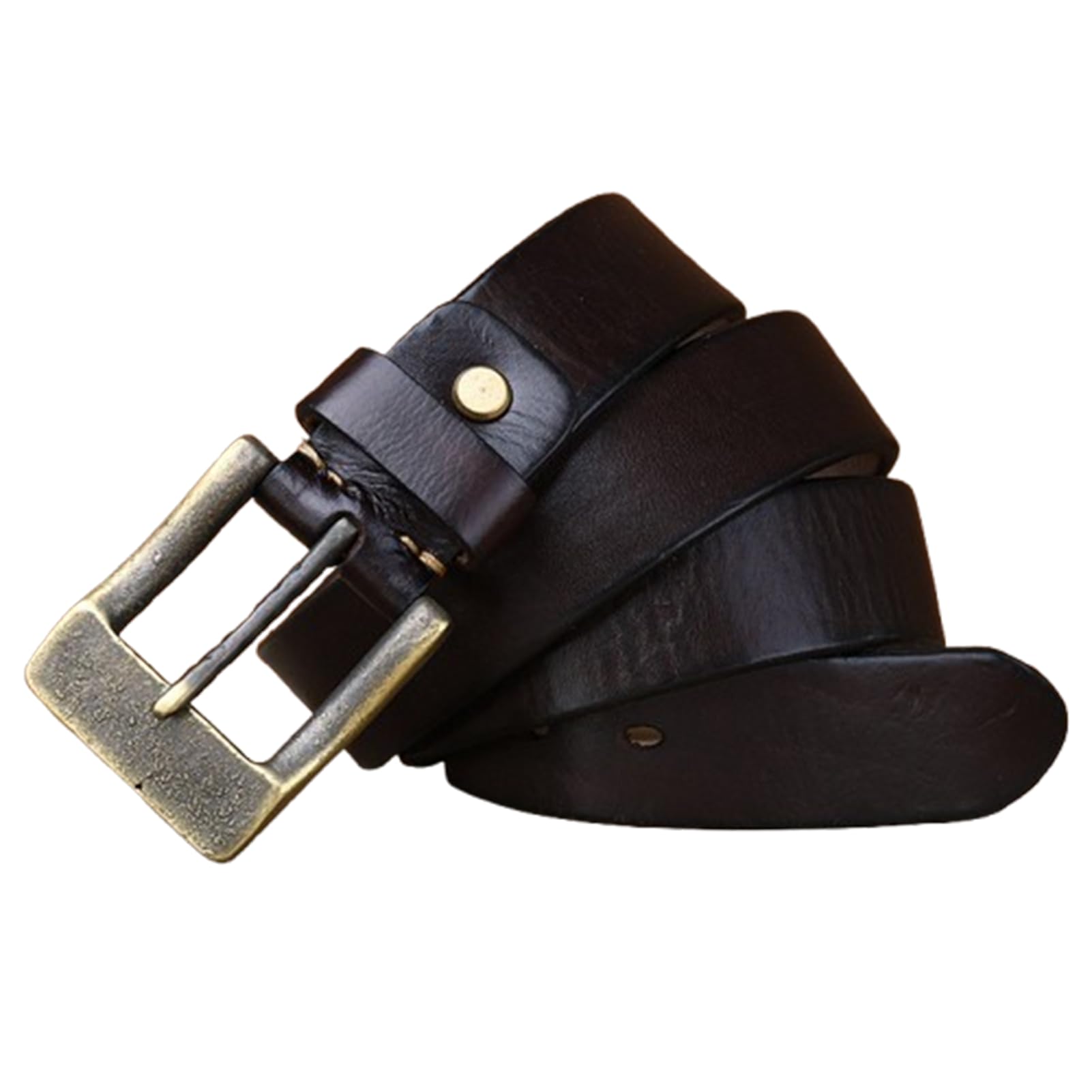 Ceinture pour Hommes 5mm D'épaisseur Ceinturon en Cuir Pleine Fleur 3.8cm De Large pour Jeans Décontractés, Robe De Travail, Boucle en Laiton Antique(100cm/39, Coffee)