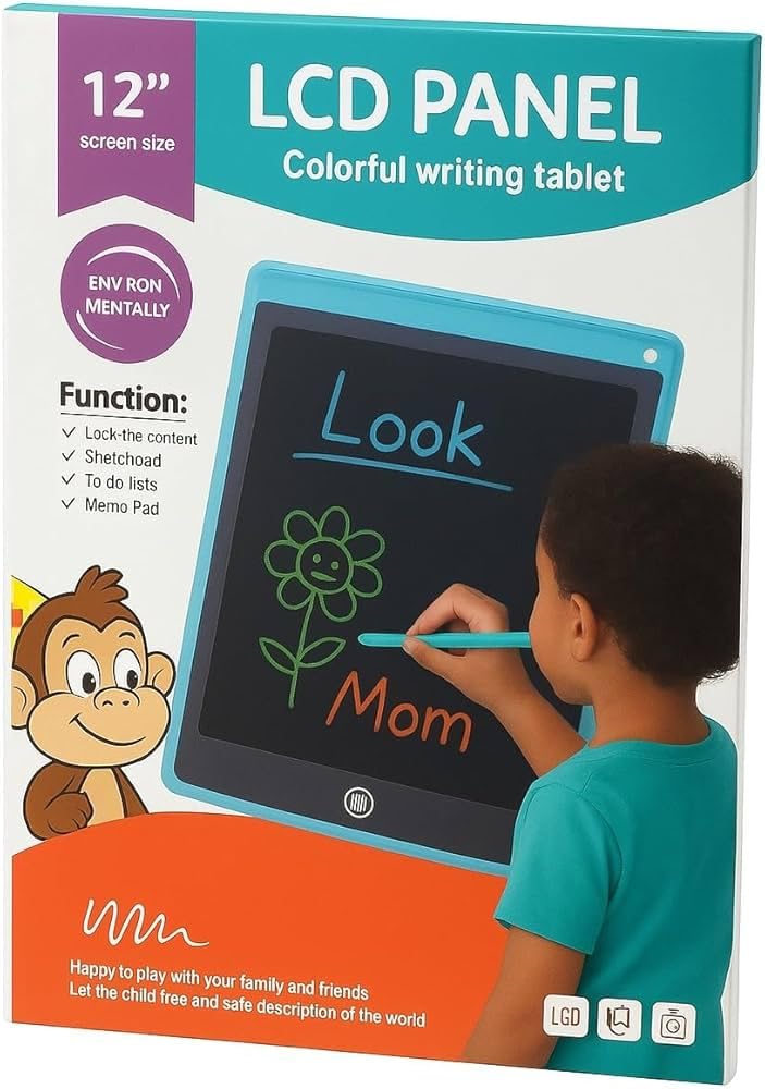 12 Inch Colorful LCD Writing Pad for Kids, with Lock Function, Sketchpad and Memo Pad-image-39