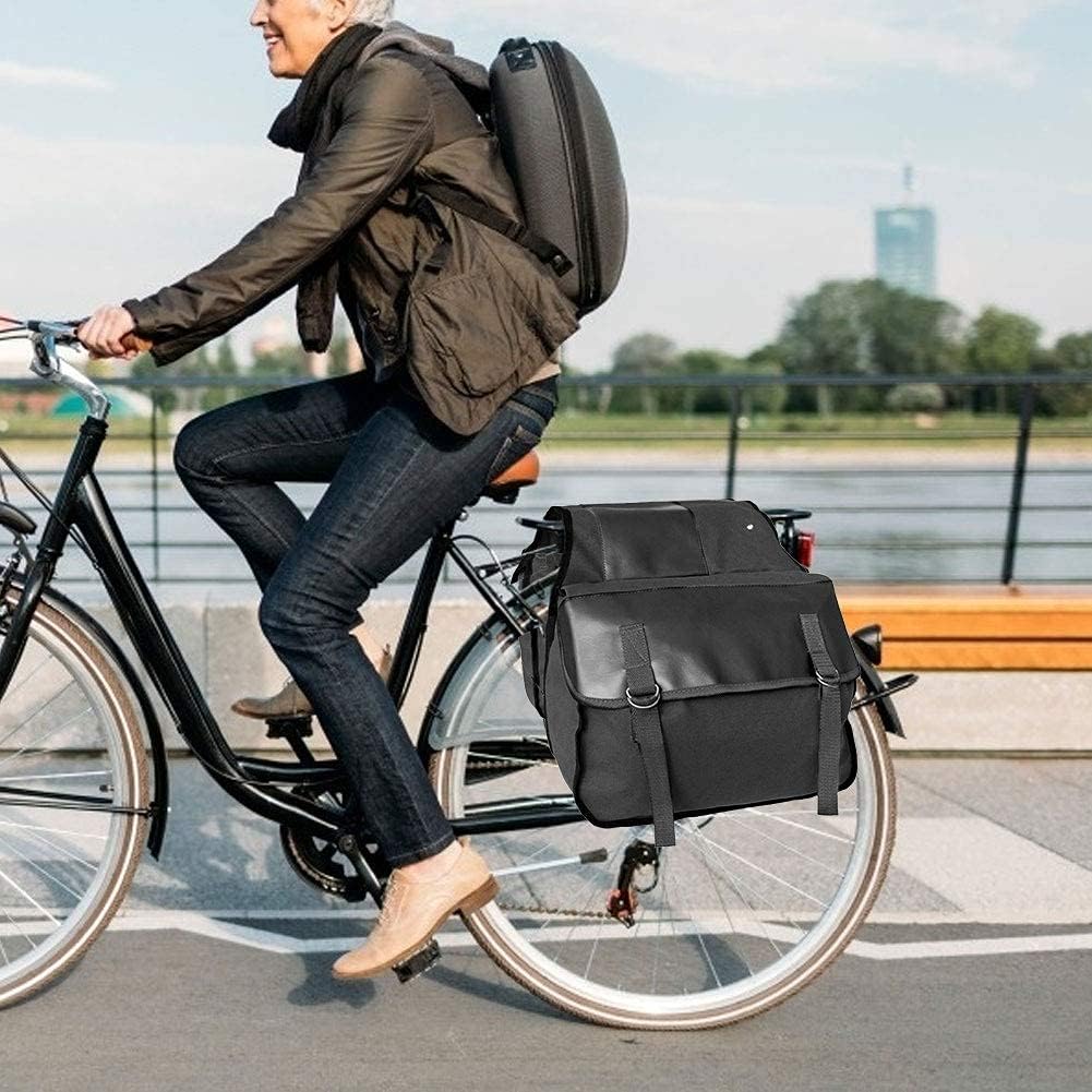 Bicycle Bag Double Bag Carrier Bag, 40L Waterproof Large Panniers, Rear Seat Trunk Bag with Strap, Tear-Resistant Pannier Bag for Commuter Carrier Pannier Back Seat-Schwarz