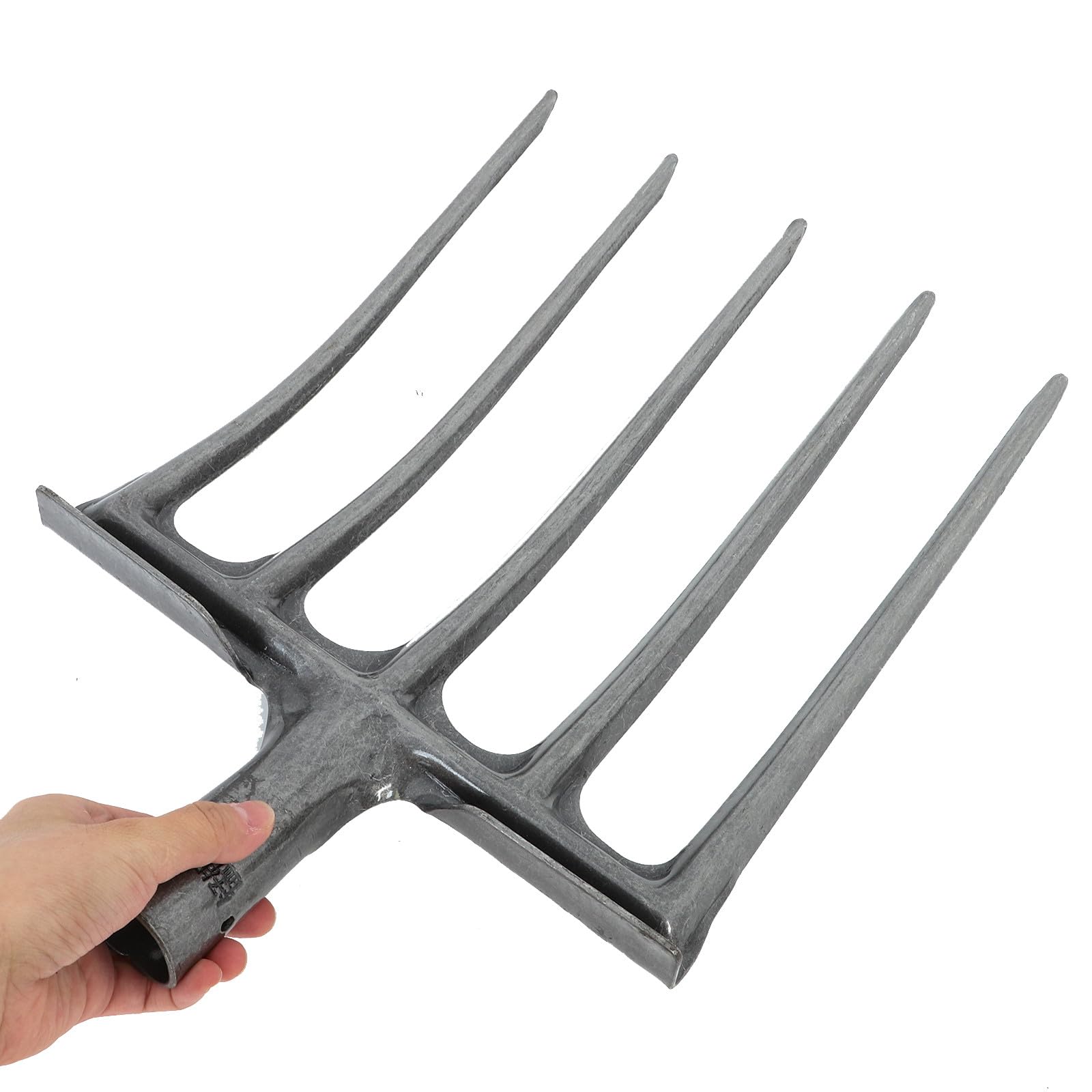 Horquilla de Acero Agrícola de 5 Dientes Resistente para Aflojar y Airear Suelo, Cabezal Metálico Compatible Mango de Madera, Herramienta Manual para Jardinería y Preparación