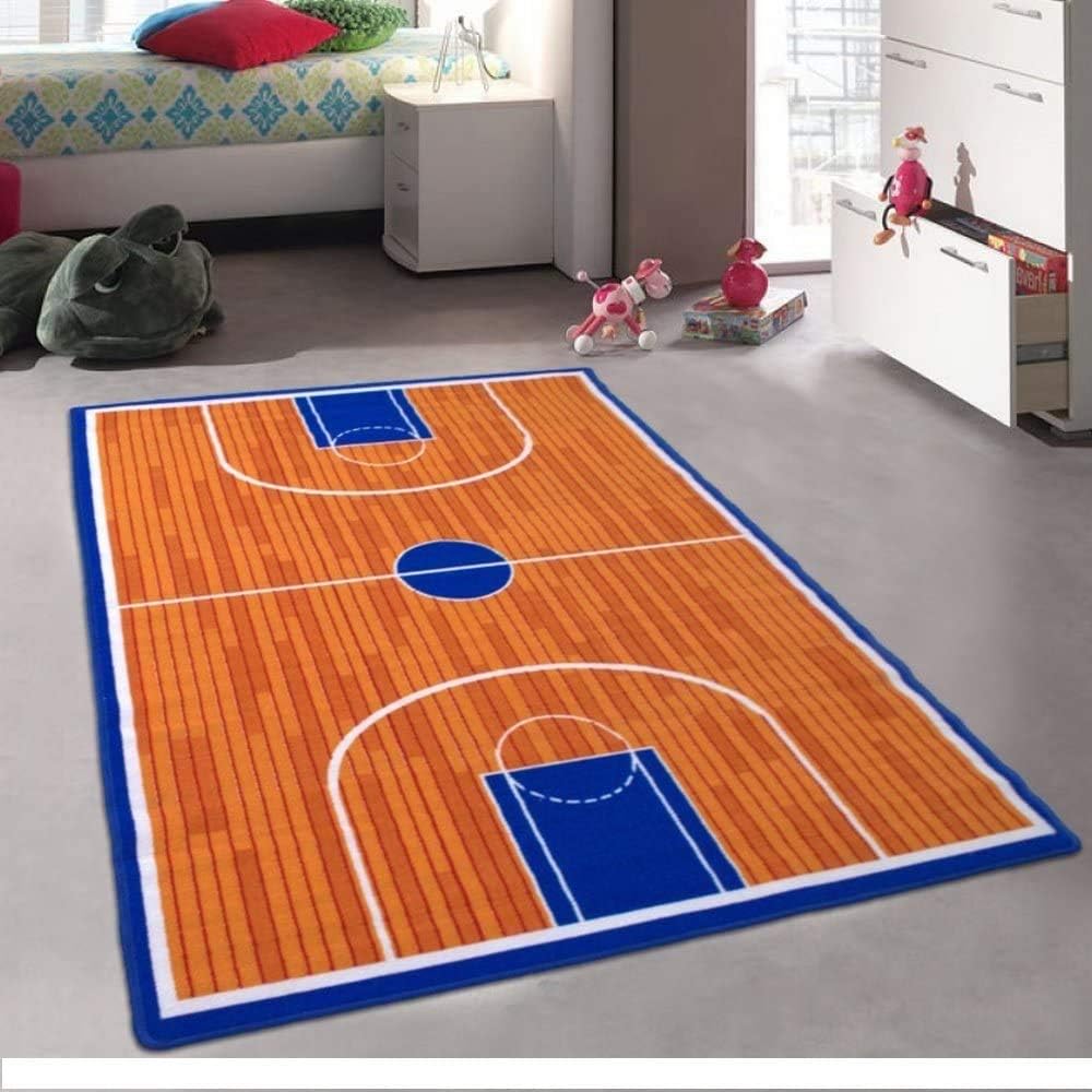 Champion Rugs Basketball Court Sports Theme Area Rug for Teens Bedroom, Kids Playroom or Classroom Carpet (8 Feet X 10 Feet)