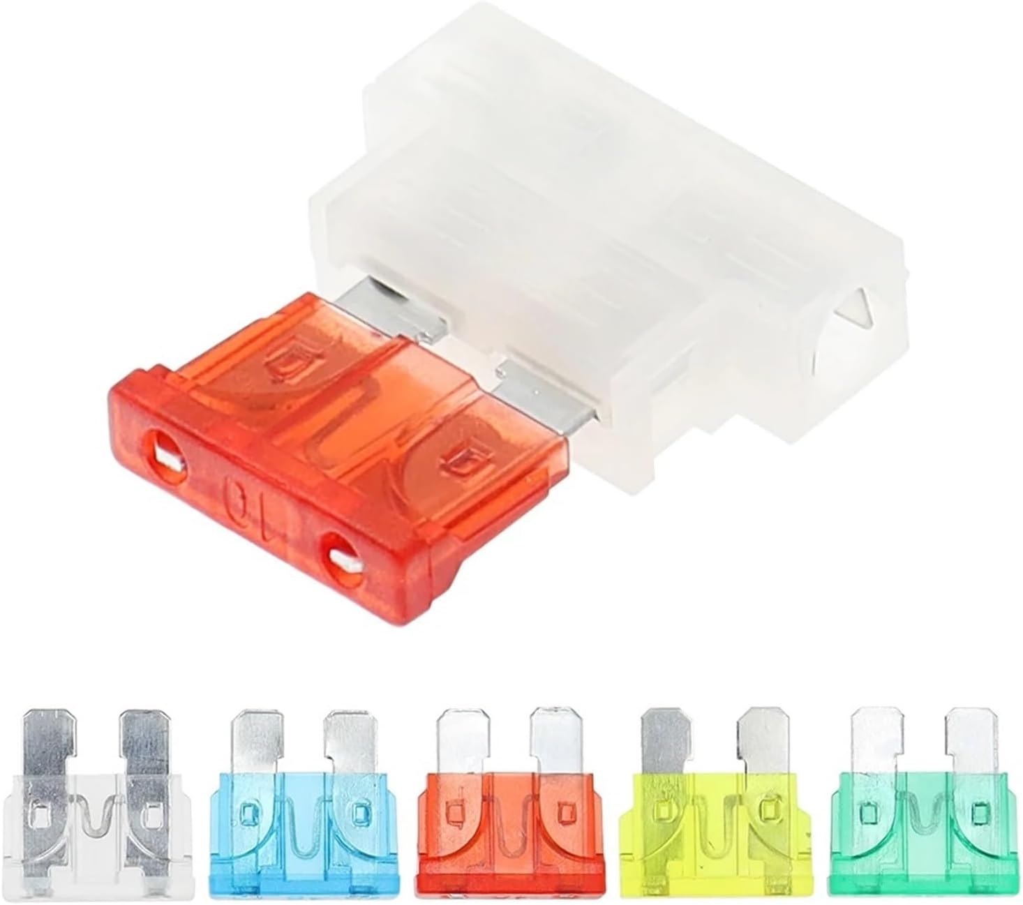 Medium Auto Fuse Holder With Car Boat Truck ATC ATO Blade Fuse 1A 2A 3A 4A 5A 7.5A 10A 15A 20A 25A 30A 35A 40A(5PCS,20A)