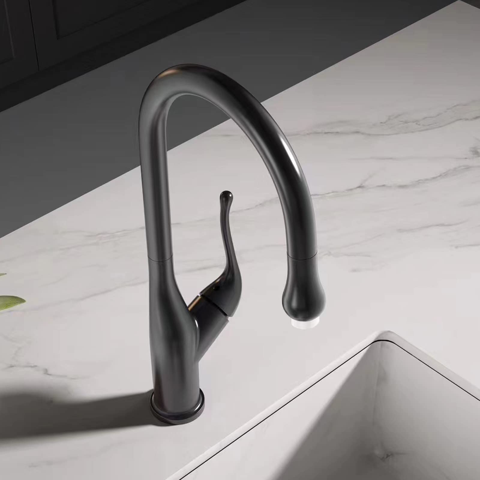 Kitchen Sink Faucets with Pull Down Sprayer, Faucet 304 Stainless Steel Single Handle Hole for Farmhouse Rv Bar Laundry Sinks,Black(Nero)