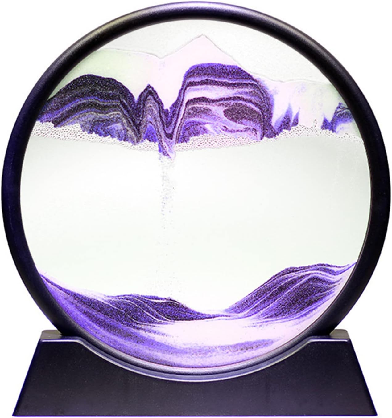 Arthink Moving Sand Art Picture in Motion Round Glass 3D Deep Sea Landscape, Dynamic Sand Art Sandscapes, Sensory Relaxing Desktop