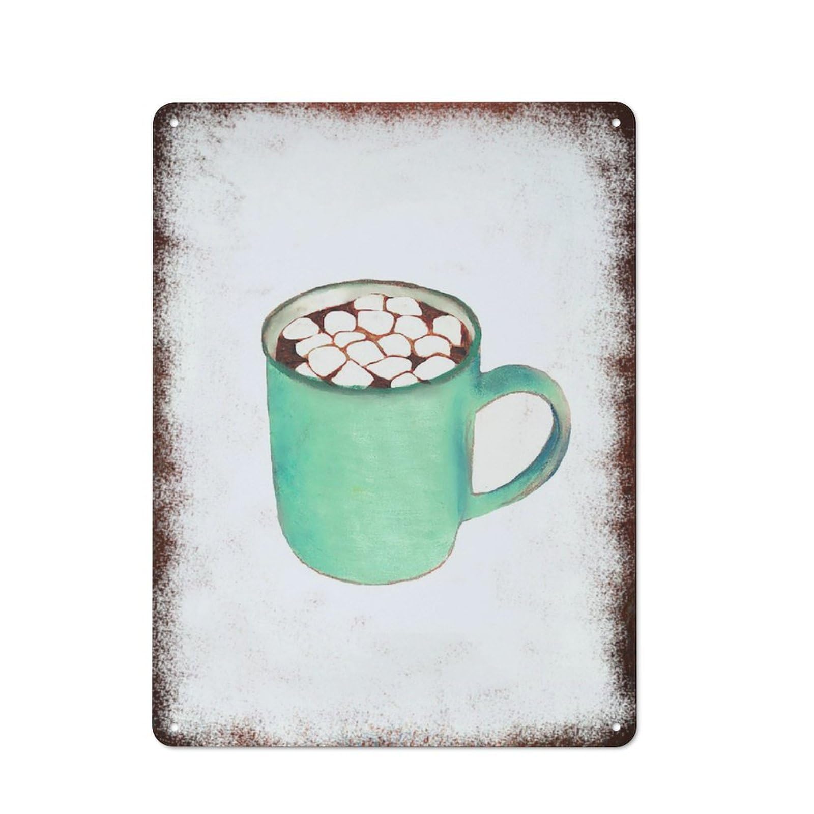 peiyeety Metal Tin Sign Hot Cocoa Watercolor Pattern Vintage Rustic Wall Art Kitchen Bathroom Bedroom Living Room Cafe Farmhouse Entryway Office Garage Home Bar Laundry Room Porch Patio 6x8 Inch