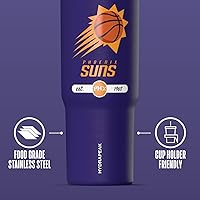 Vista 4 de Hydrapeak x NBA Vaso Nomad con Licencia Oficial de Phoenix Suns de 32 oz con Asa y Tapa con Popote, Botella de Agua de Acero Inoxidable a Prueba