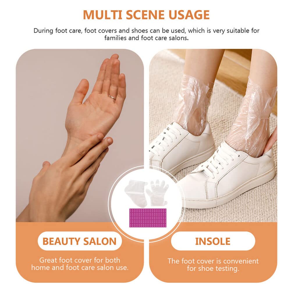 KALLORY 1set Plastic Hand and Foot Paraffin Wax Liners and Mitts for and Convenient Total Liners Thick Mitts Stickers