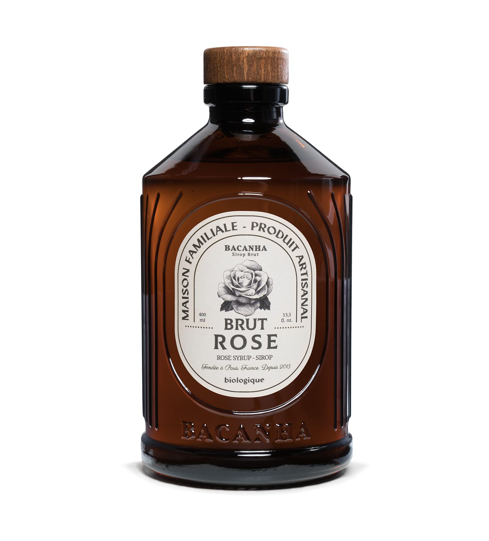 BACANHA - Organic and Raw Syrup - Rose Syrup - For Cocktail, Water, Coffee, Lemonade and Iced Tea - 400 mlEU Organic