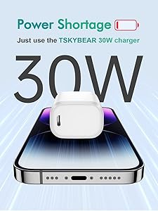 TSKYBEAR 2 Pack USB C Charger Block 30W Super Fast Charger - Compatible with iPhone 16 15 14 13 12 Pro/Pro Max/Mini, Compatible with Google Pixel 7/6/Samsung Galaxy S24 S23 S22 / iPad Pro