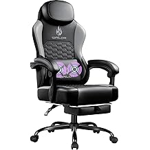 Gaming Chair with Massage and Packet Spring Cushion,Ergonomic Gamer Chairs for Adults with Footrest 300lbs,High Back Gamer Leather Chair with Headrest and Lumbar Support