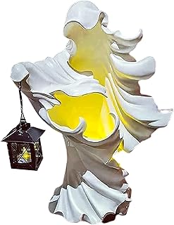 Scary Hell Messenger Lantern Decoration Witch Resin Sculpture Decoration Ghost Statue Decoration Halloween Garden Decoration Realistic Resin Ghost Sculpture Halloween Theme Gift Props