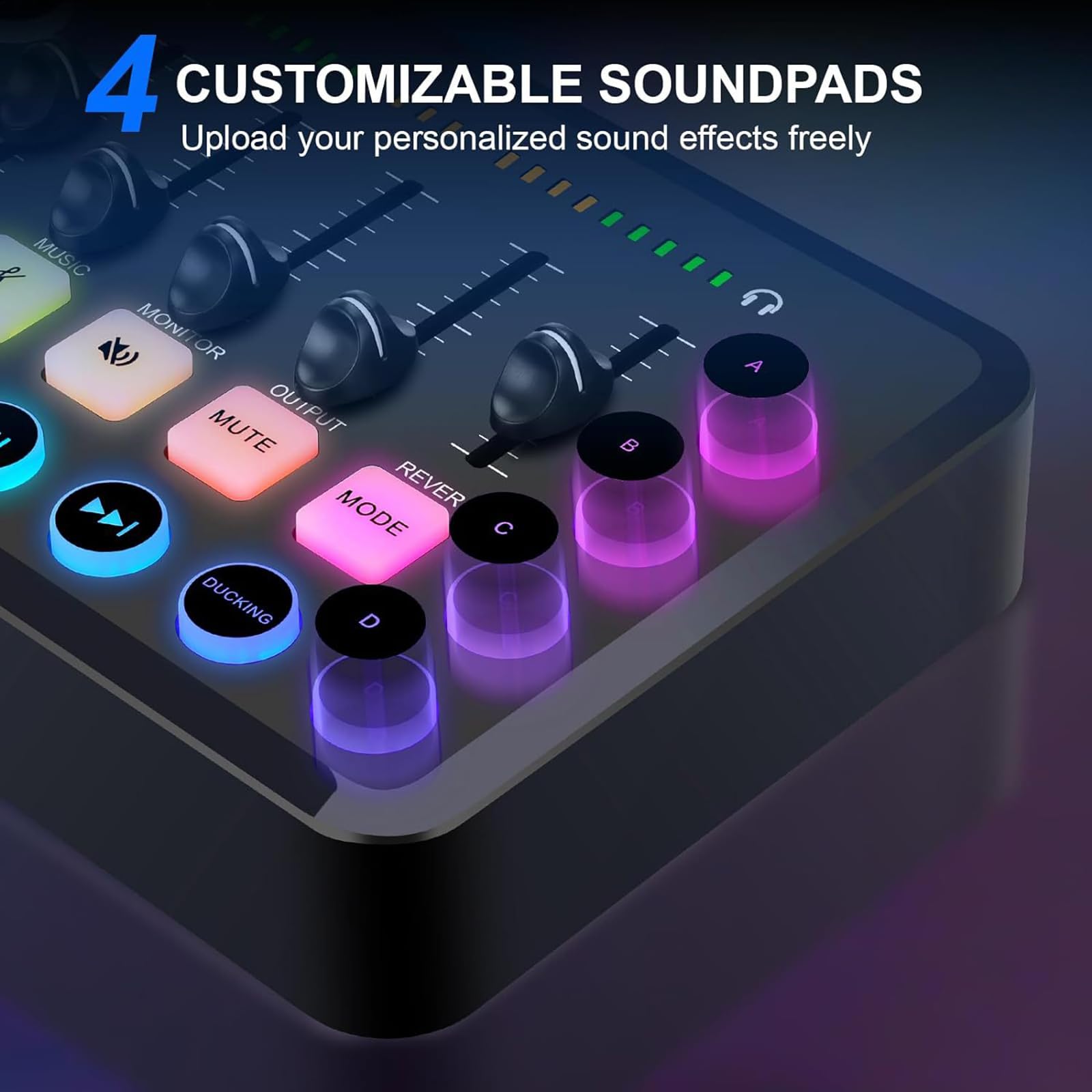 NEWFUN mischpult, soundboard, mischpult für pc,Mixeur RGB pour PC pour le streaming Avec enregistrement personnalisé, Compatible avec différents systèmes d'exploitation et logiciels