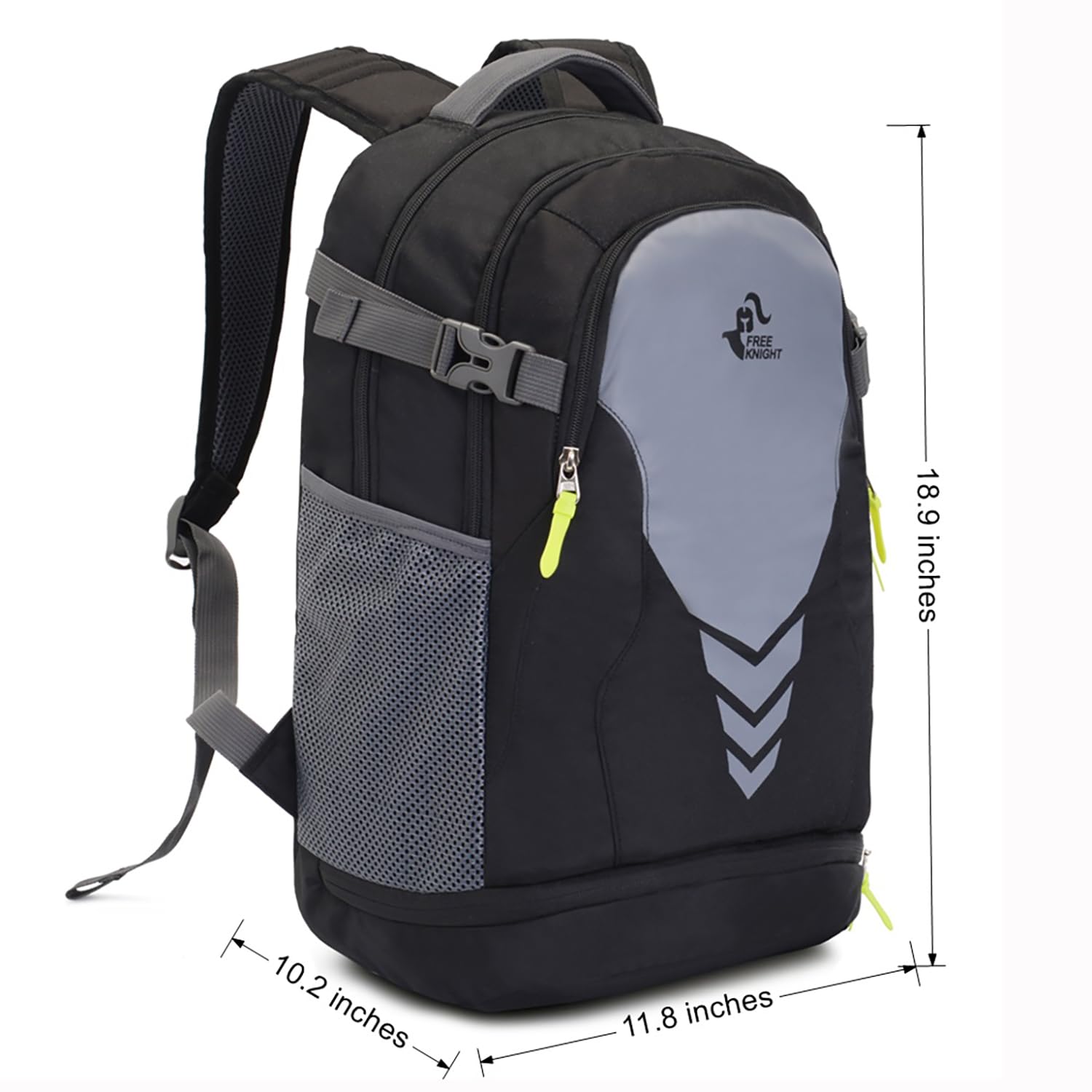 Bseash Sac à Dos de Basket-Ball athlétique léger de 35L, Sac à Dos de Gymnastique Multifonctionnel avec Compartiment pour Ballon au Fond, adapté au Ballon de Volley-Ball, de Football et de Soccer.