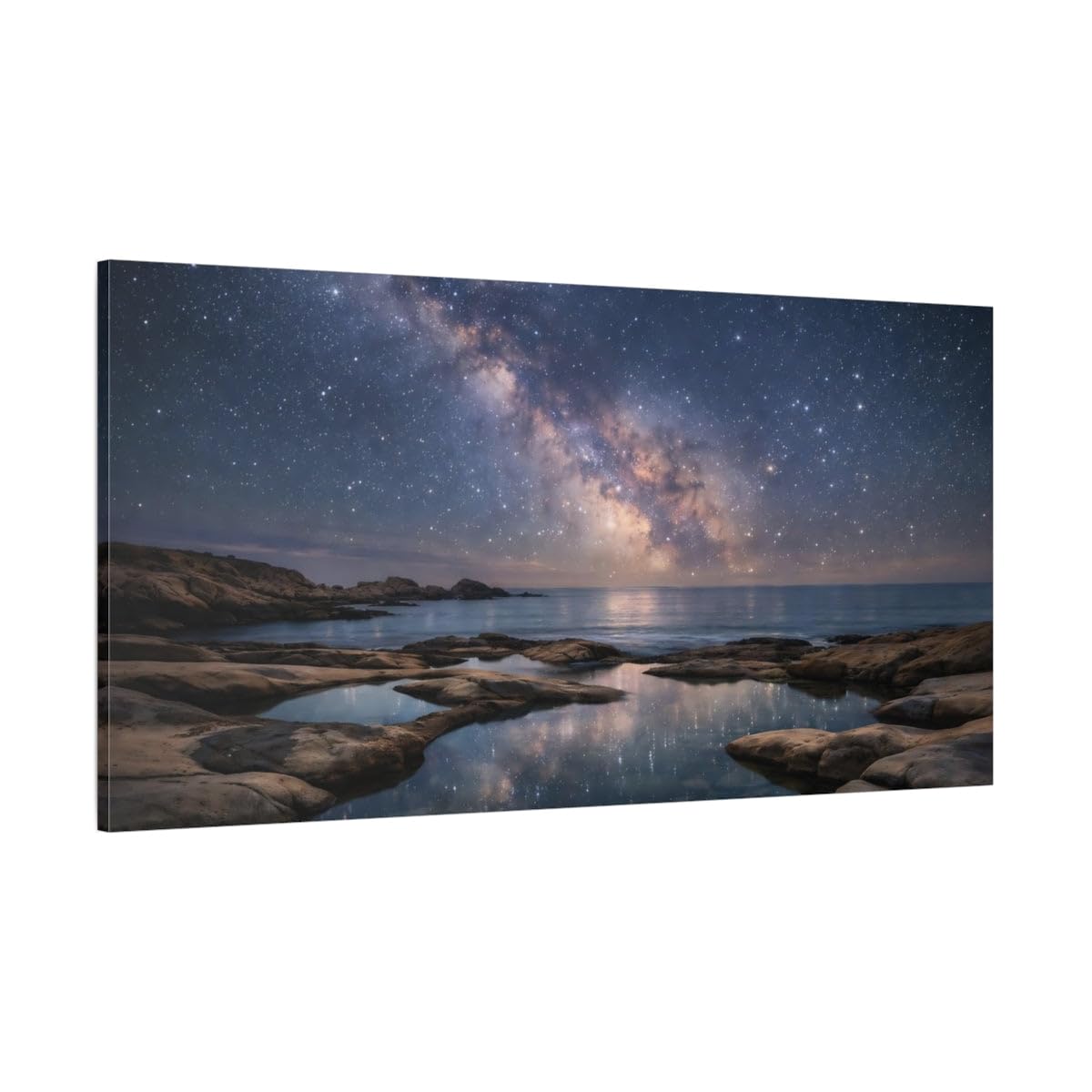 YESARTYES Nature Milky Way Landscape - Canvas Wall Art Print 24×36 inch (60×90 cm) - Vertical / 1.25 inch (3 cm)