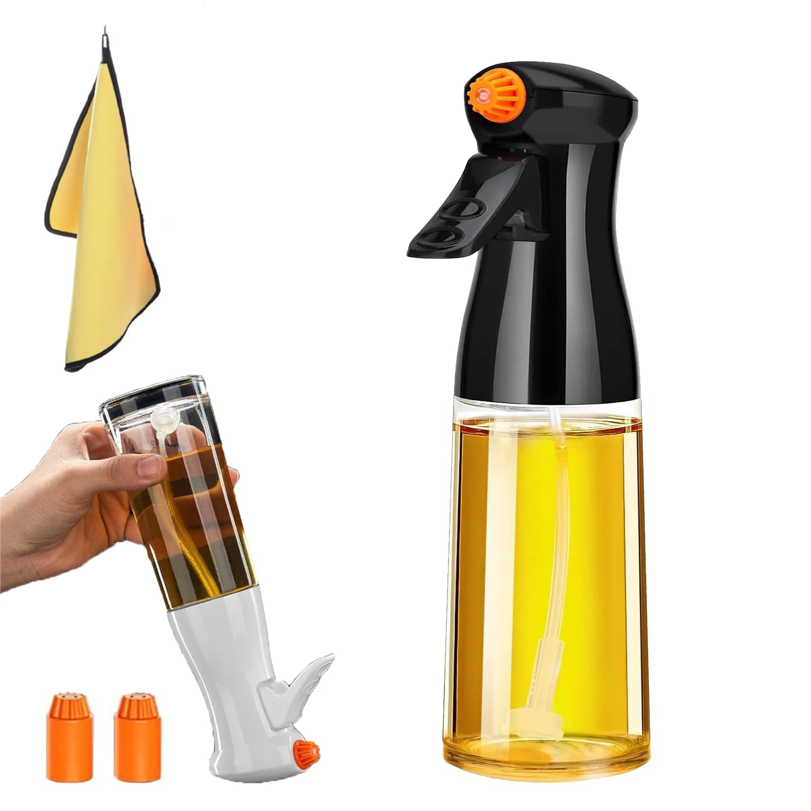 Qosneoun Jamle Oliver Oil Spray, 200ml Oil Spritzer Bottle, Olive Sprayer for Cooking, Widely Suitable for Air Fryer, Bbq, Baking, Salad (Black)