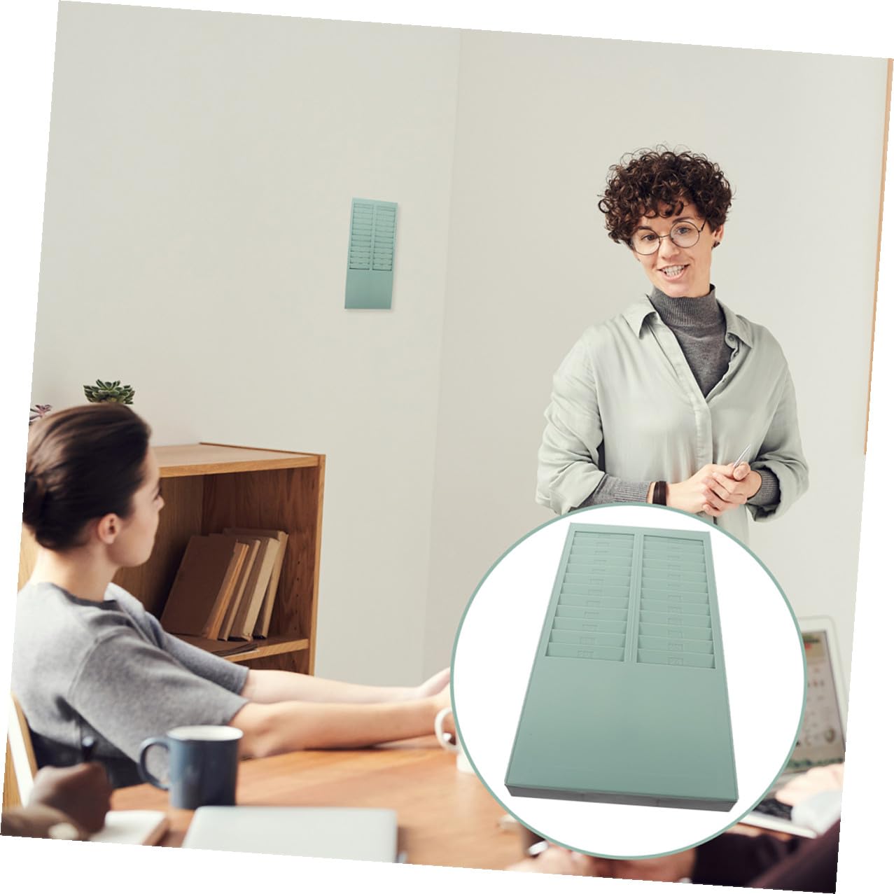 LALAFINA 2 Piezas Portatarjetas para Máquina de Asistencia, Tarjetero de Plástico de 24 Ranuras, Diseño de Pared, Instalación Fácil, Alta Capacidad, para Oficinas y Distintos Entornos