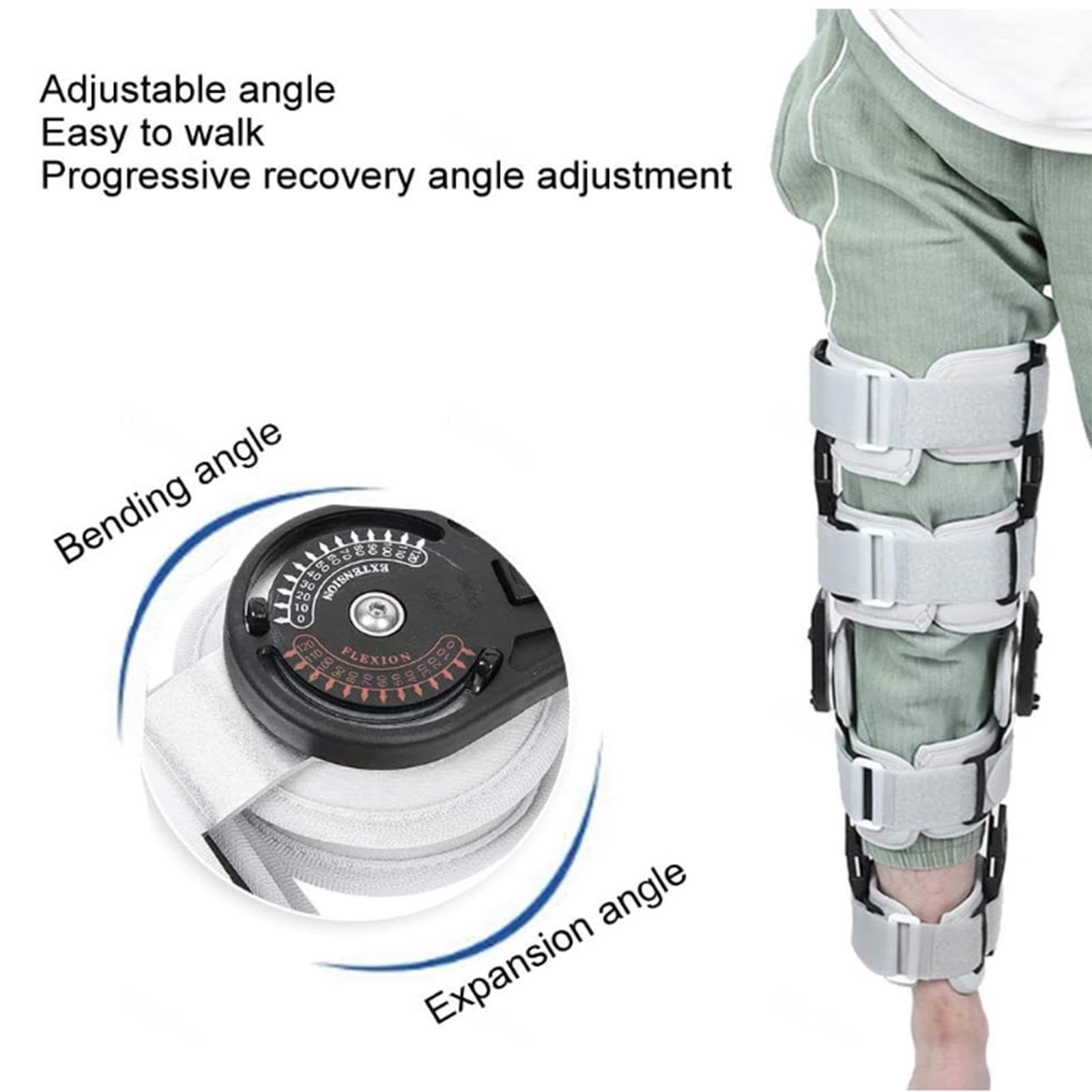 Rodillera con Bisagras Unisex, Lesiones Menisco, Lesiones Ligamentos, Rodillera Soporte Dolor Artritis, Ajuste Ángulo Tamaño Rodillera, Promueve Recuperación Pierna