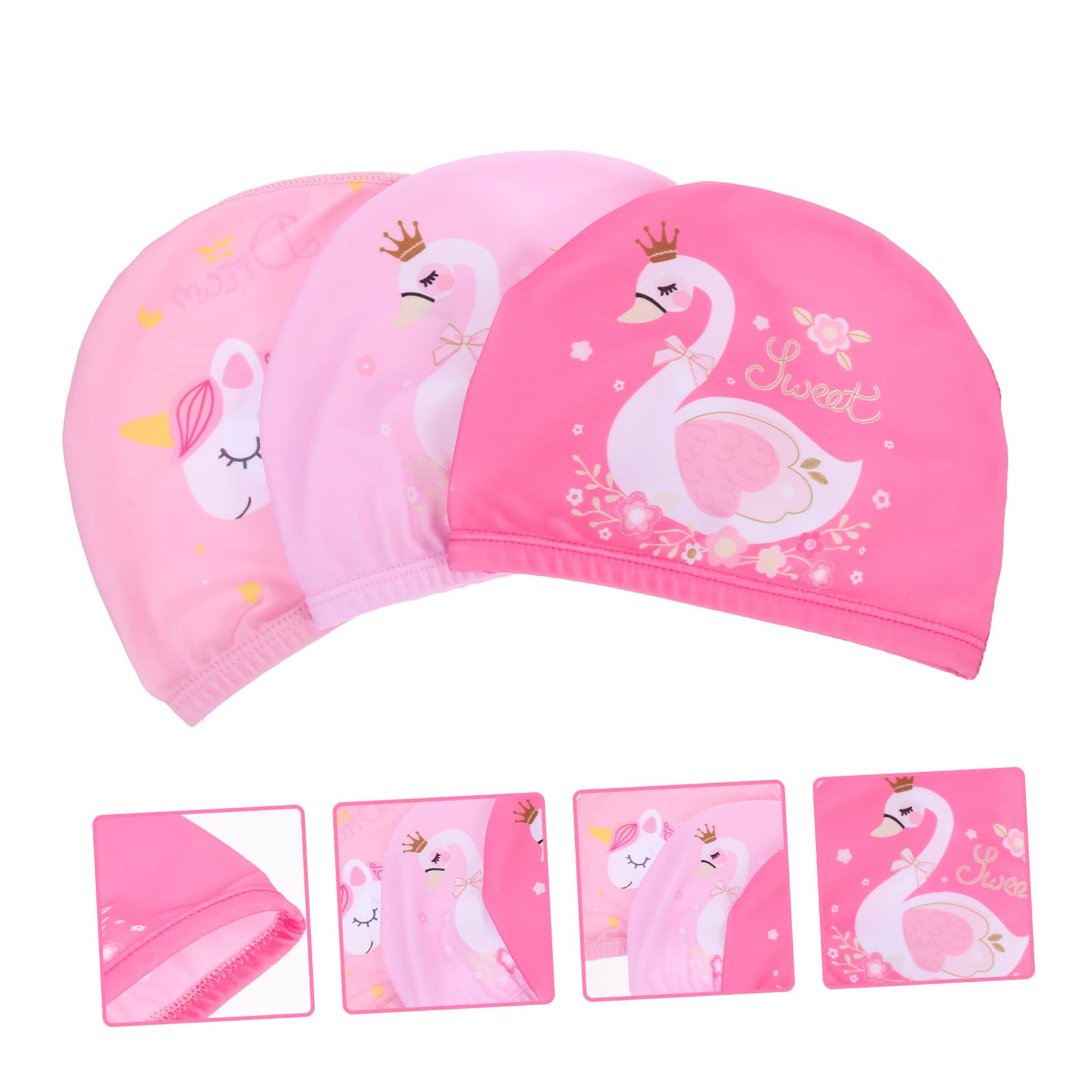 POPETPOP Gorro De Natación Sombrero De Sombrero De Natación Gorro De Baño Mujer Pelo Largo Cubre Orejas para Nadar Gorros De Ducha para Gorras Rosa Poliéster