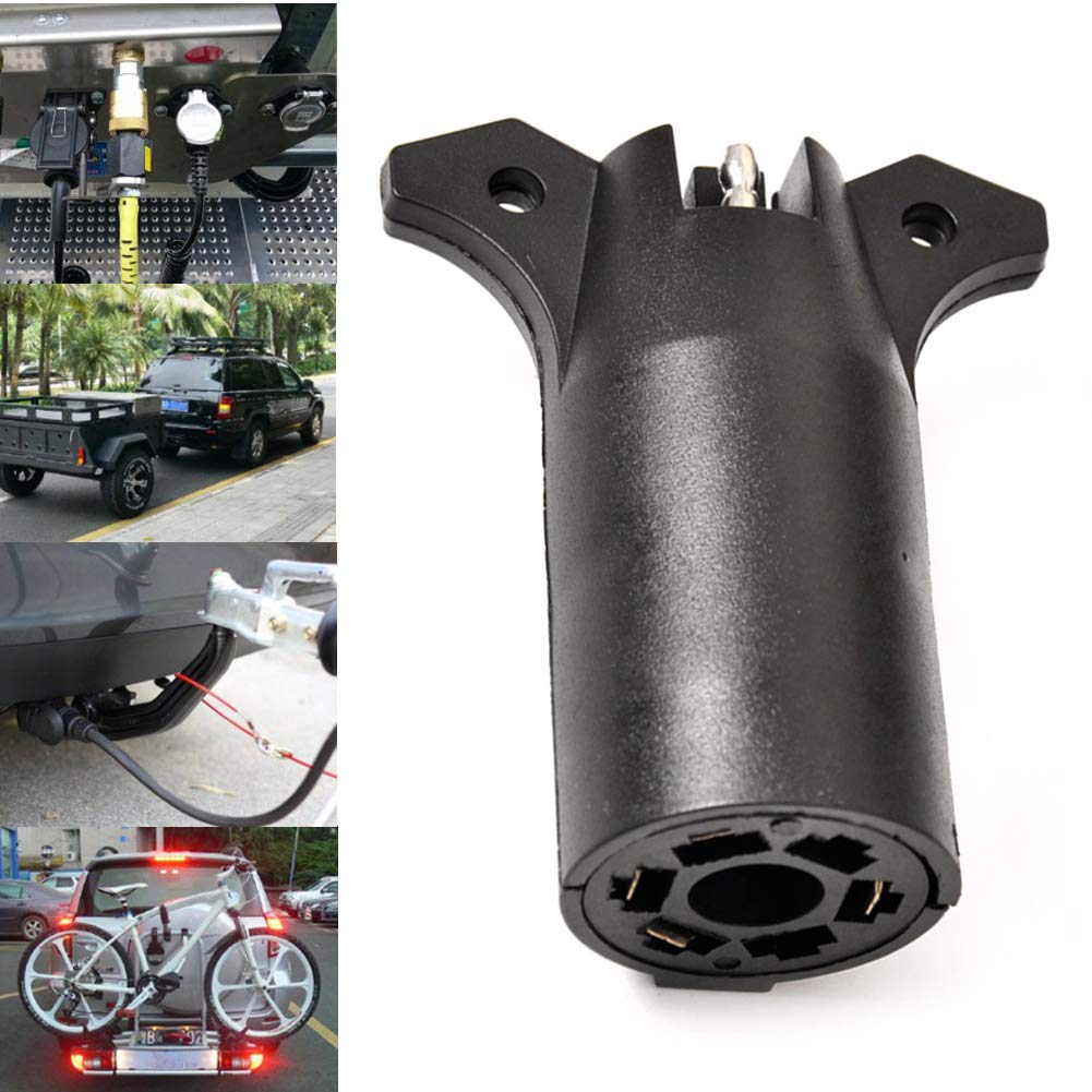 GZYF 7 Way Round to 4 Pin Flat Wiring Adaptor Plug for Trailer, Towing Vehicle