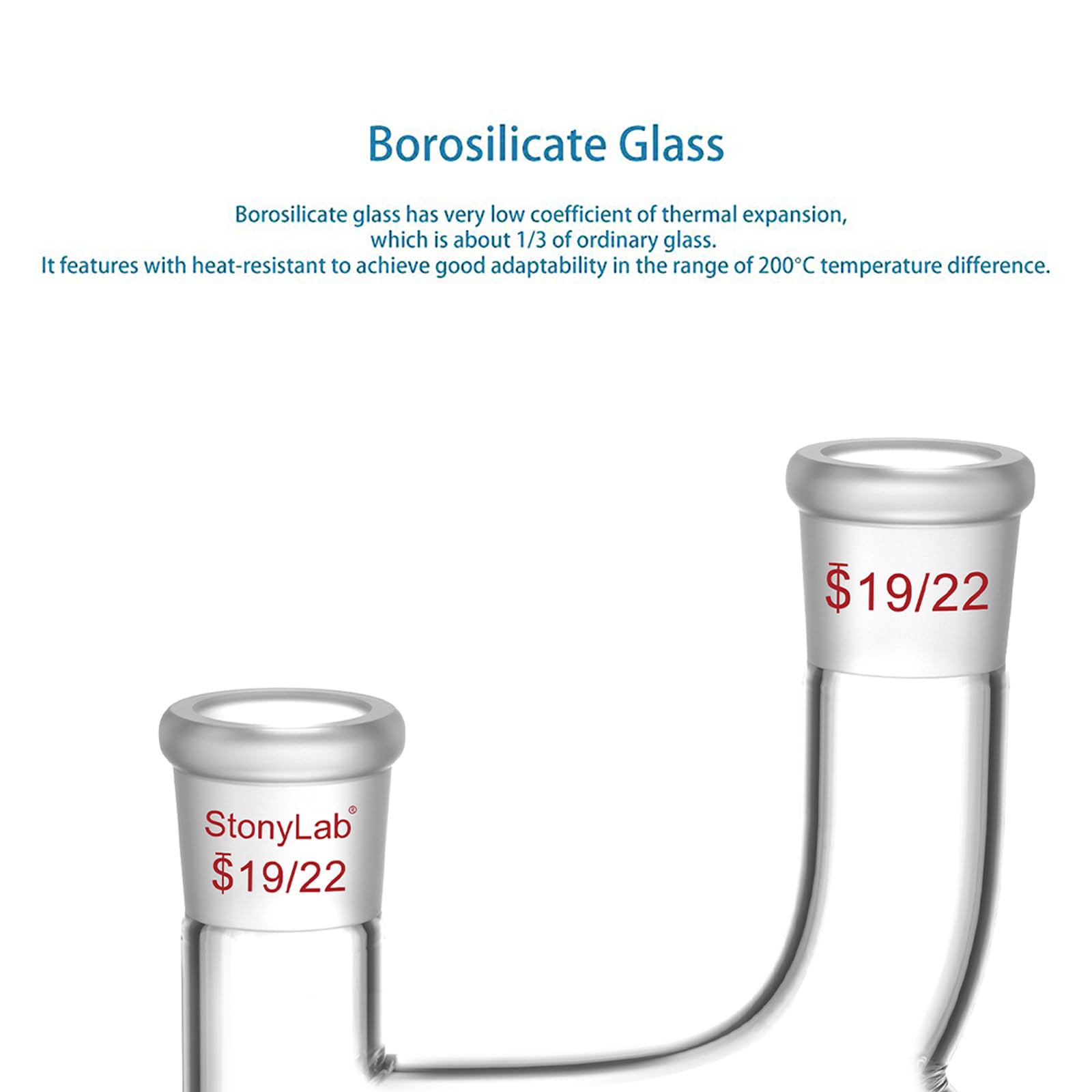 stonylab Borosilicate Glass Claisen Adapter, Four 19/22 Joints Claisen Distillation Adapter for Laboratory — Amazon image 4