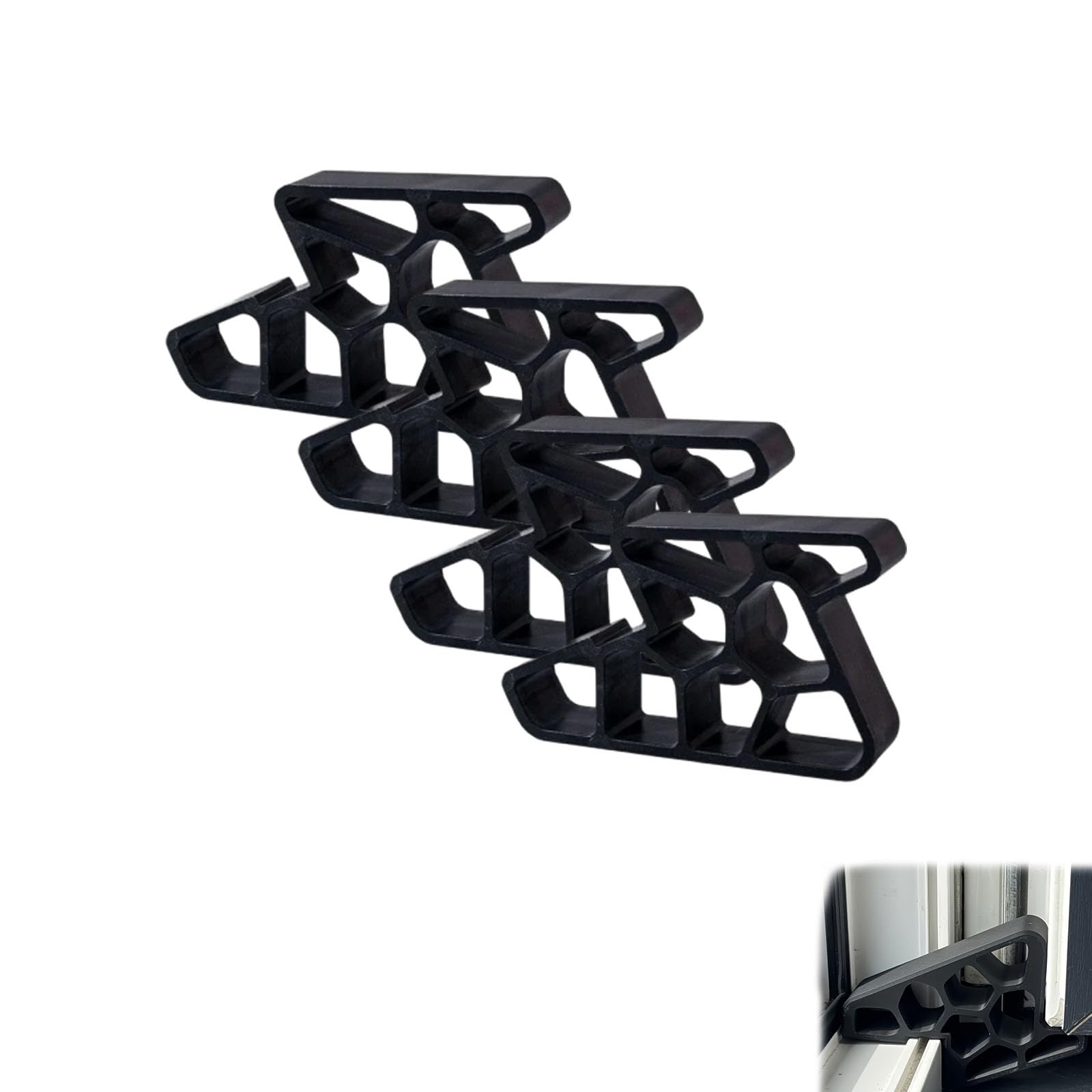 Door Stopper 4 Pack, Secure Track Door Stop – Non-Slip Rubber Wedge for Home, Office, Balcony, Bathroom & Kitchen – Absorbs Impact, Reduces Slamming, Protects Door Rails，4PCS-Black