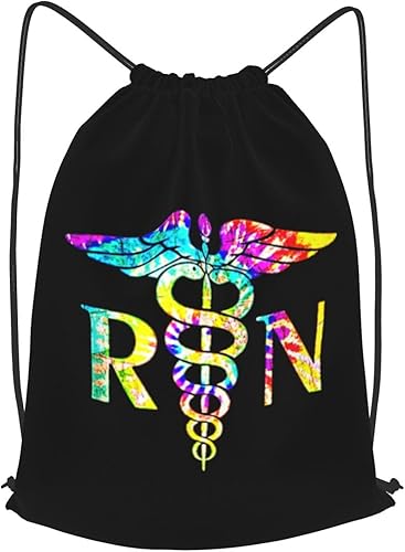 Lovely Rn Registered Enfermera Mochila con cordón Mochila Deportiva Gimnasio Sackpack para Hombres Mujeres (negro), Negro (Black)