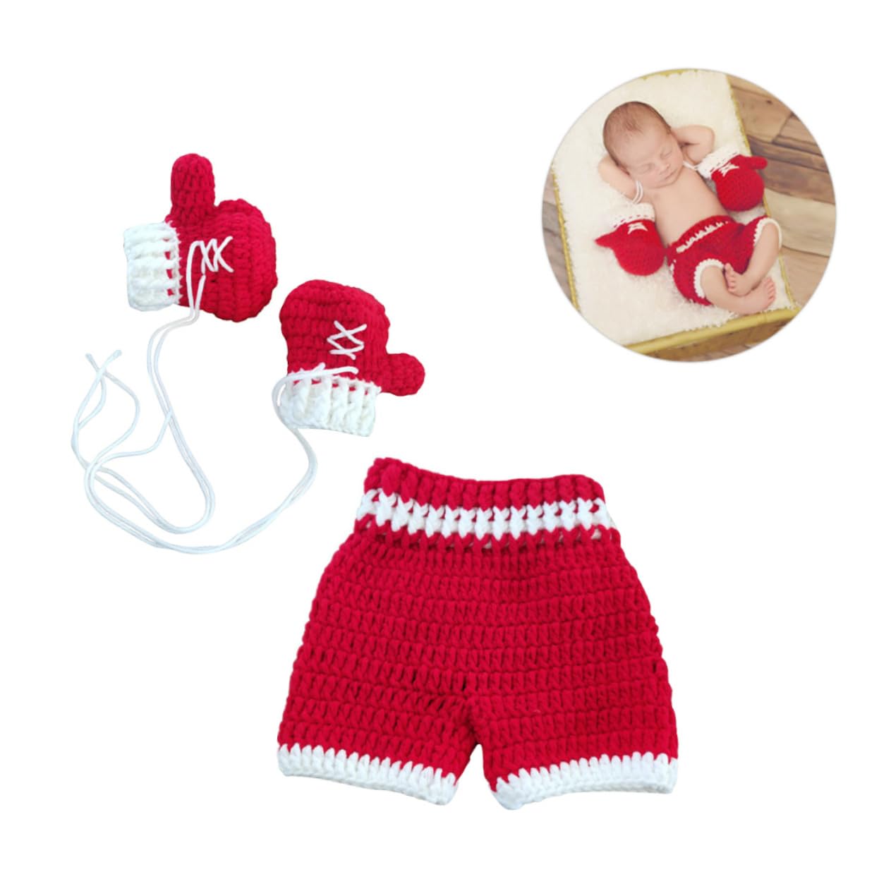 Beaupretty Conjunto de Fotografía para Recién Nacido Accesorios Crochet para Bebés para Sesiones de Fotos