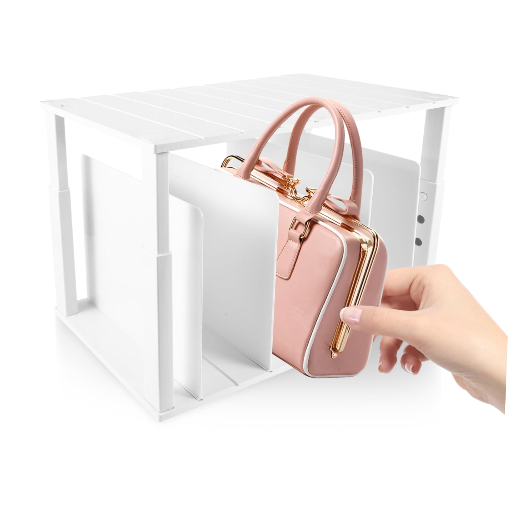 Juego de bolsas organizadoras para armario, organizador de bolsos, divisores de estantes, divisor de estante de armario, divisor de estantes para almacenamiento, divisor de ABS blanco firme