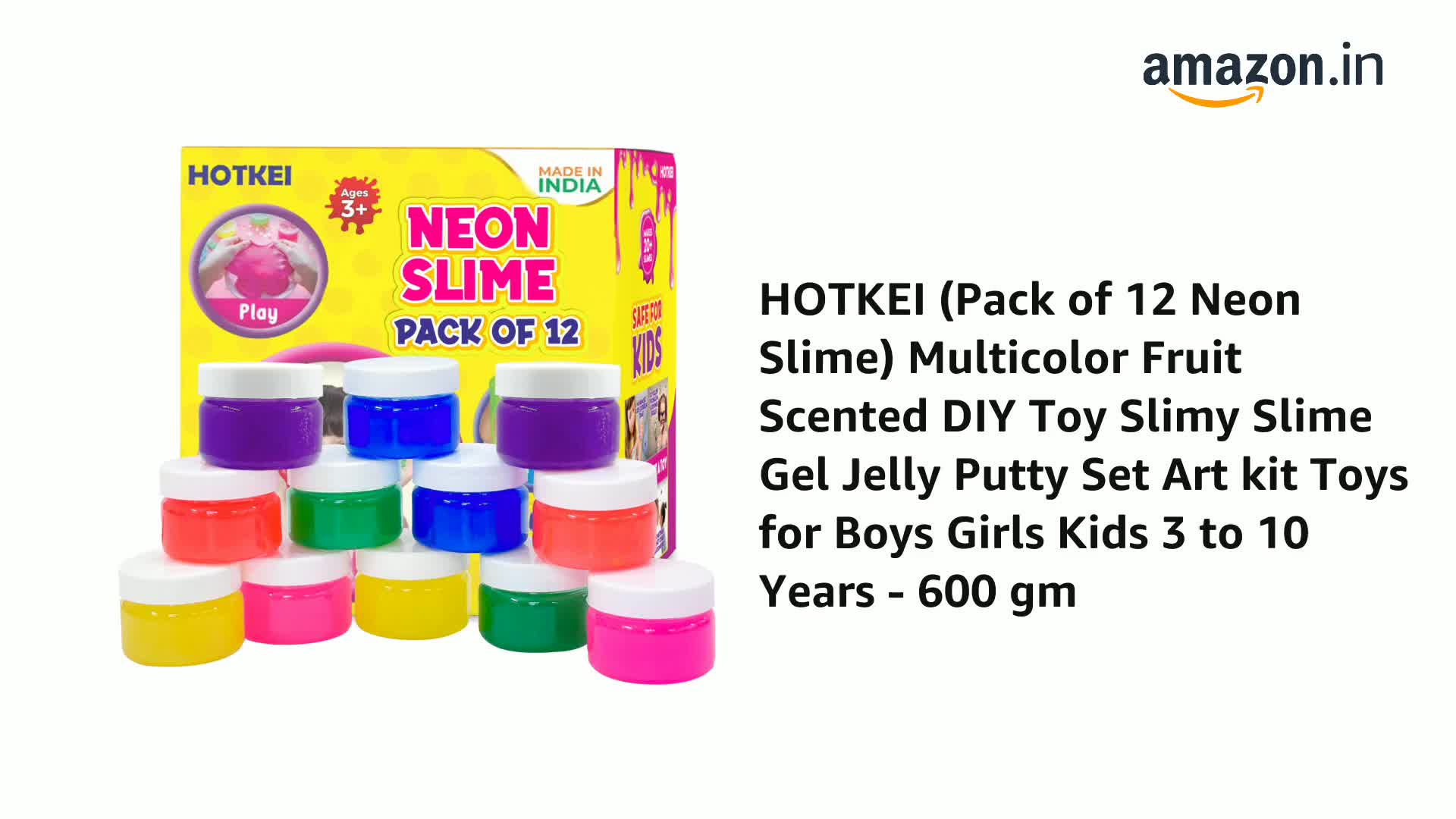 Buy HOTKEI Pack of 12 Neon Colored Slime Multicolor Fruit Scented