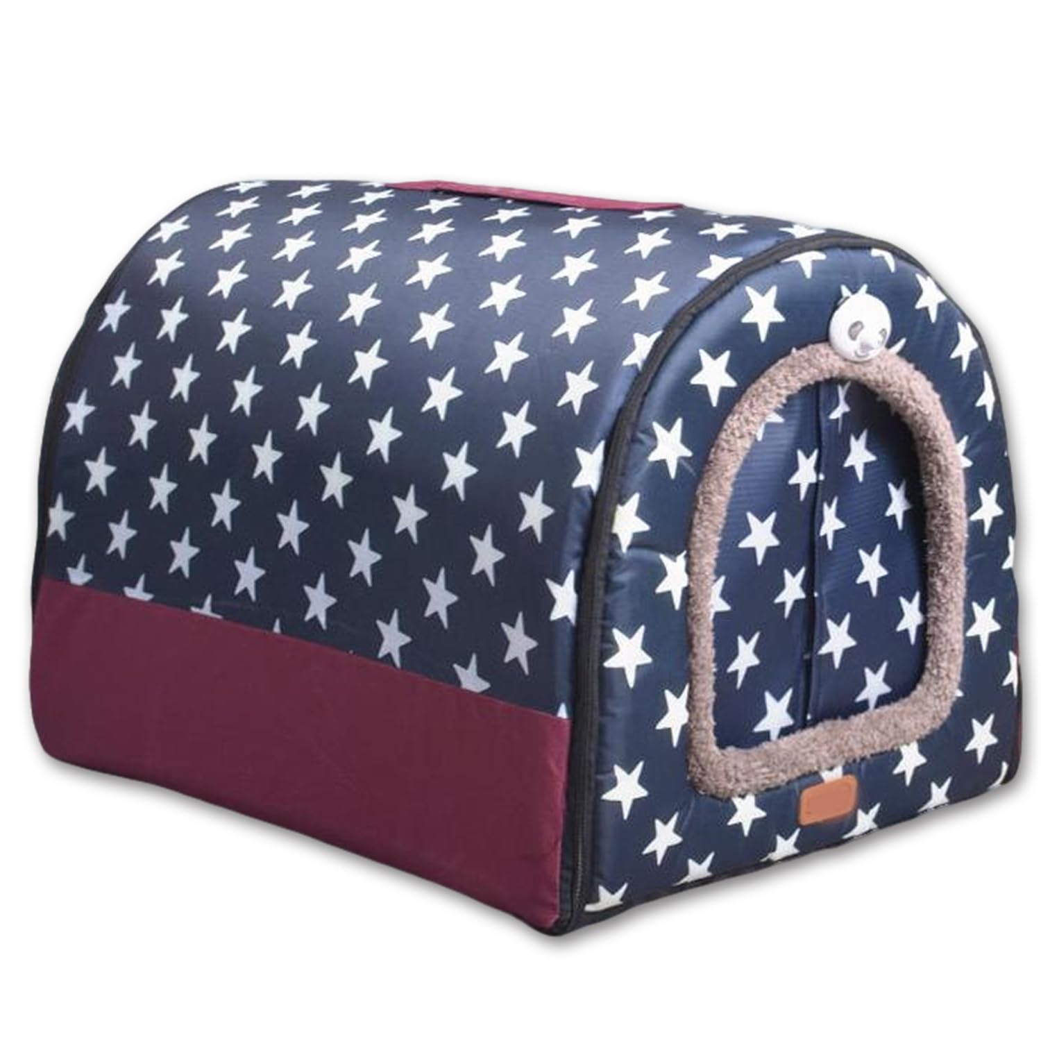 2-IN-1 Large Dog Bed House Waterproof Door Curtain,Calming Pet Cave Washable Warm Kennel Removable Luxury Pet Bed,Anti Anxiety Outdoor Igloo Cat House (B,XL-76 * 56 * 55CM)