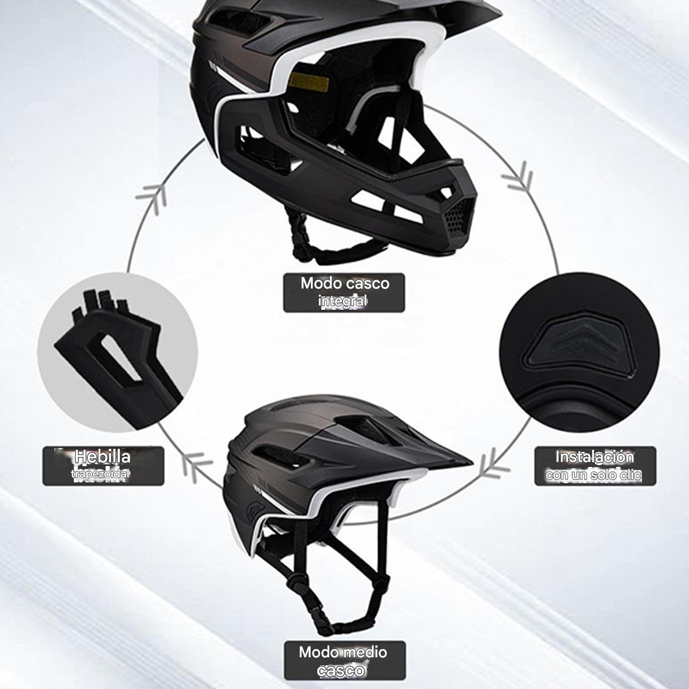 Casco De Bicicleta De Montaña Full Face,Casco De con Almohadilla Desmontable para La Barbilla | Equipo De Protección Cabeza Ajustable con Absorción De Impactos para Ciclistas Usuarios Principiantes Y