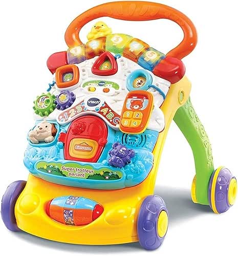 VTech - Super Trotteur Parlant Bébé Pliable Orange, Tableau d'Éveil