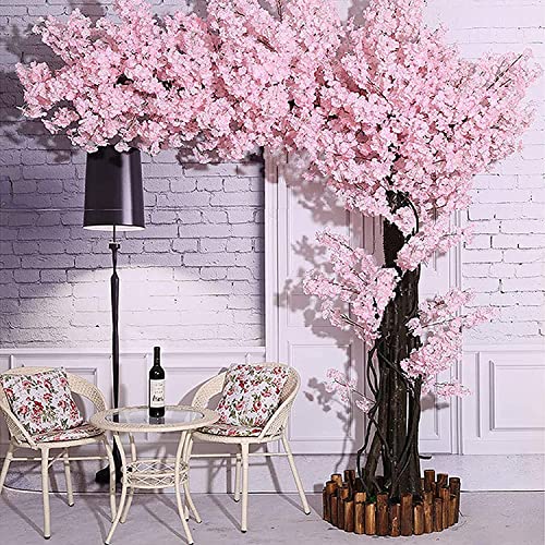 MIAOXIAO Artificial Simulation Cherry Tree Wishing Tree Interior Decoration Large Cherry Tree Shopping Mall Hotel Wedding Decoration Landscaping,Pink,1.8m high*1.5m long