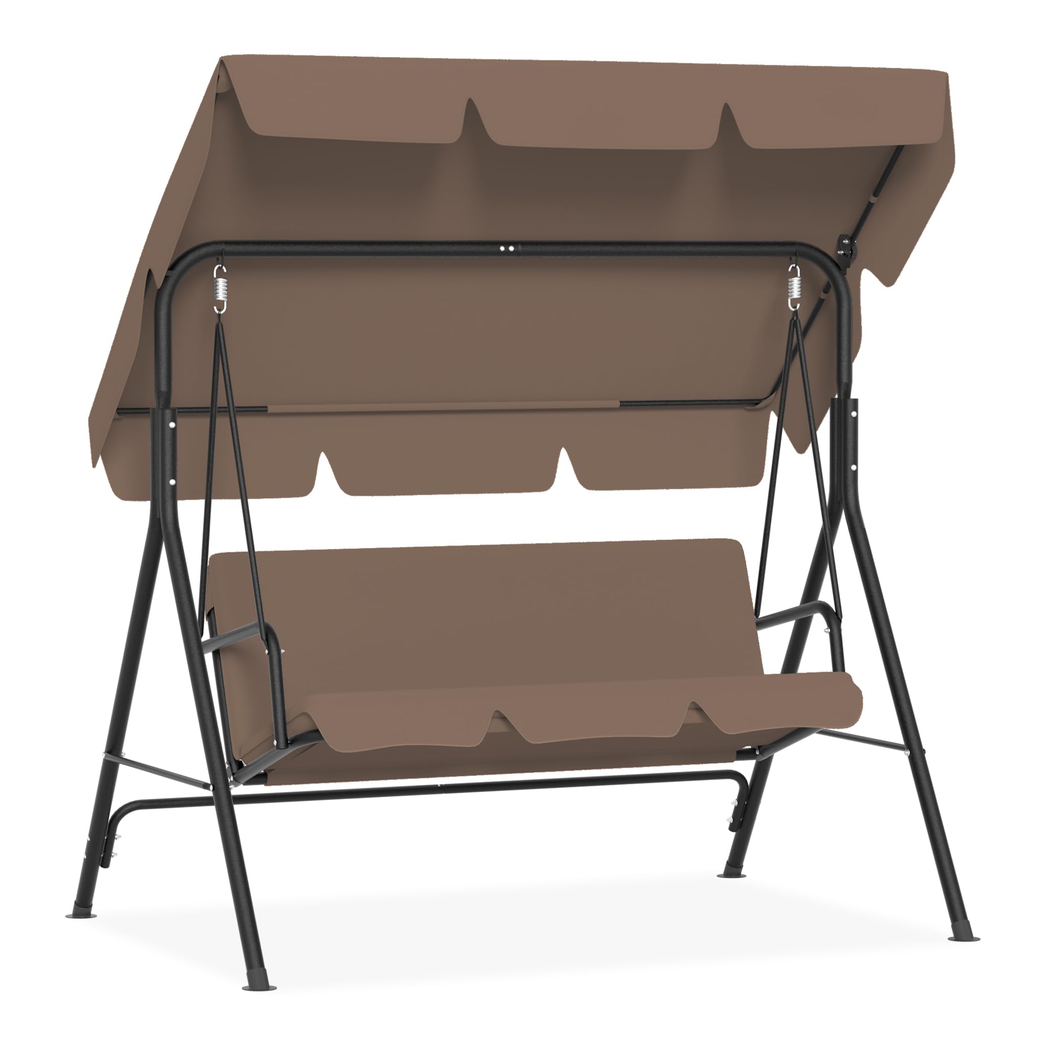 UISEBRT Hollywoodschaukel 3 Sitzer,Gartenchaukel mit Verstellbares Sonnendach,Schaukelbank bis 200kg Belastbar,Gartenliege Wetterfest Outdoor & Indoor,176x110x152cm,Dunkelbraun