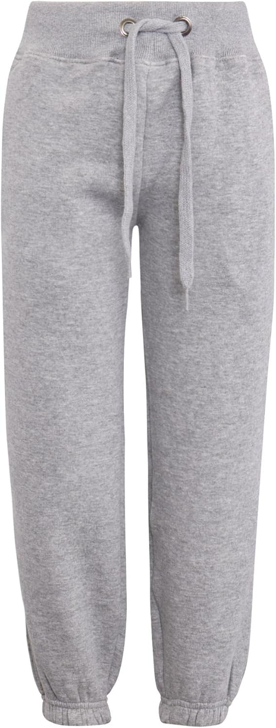 Kids Girls Boys Plain Grey Hooded Hoodie Tracksuit Jogging Suit Joggers 5-13 Yrs