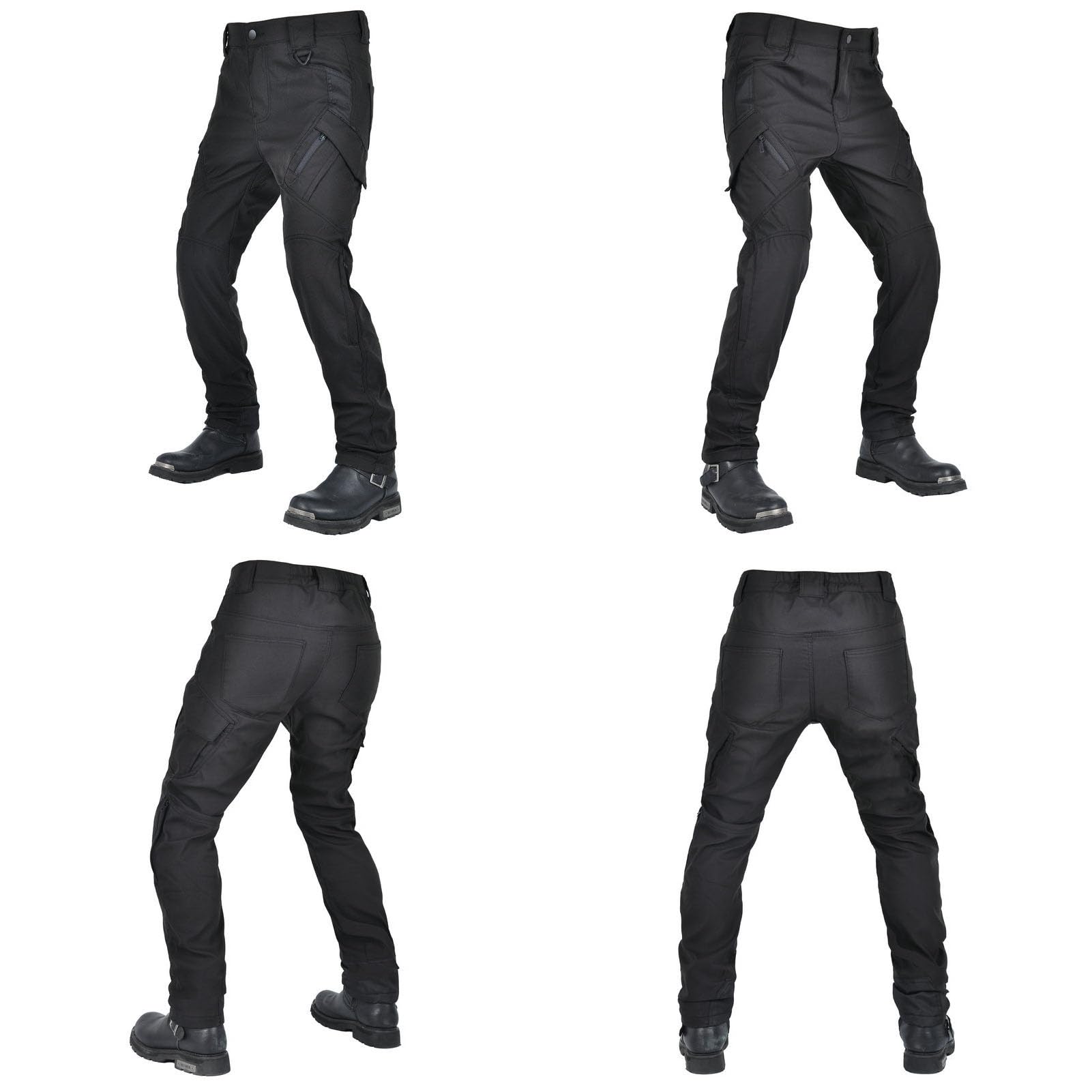 Pantalones Motocicleta Hombres, Invierno Motocicleta Anti-caída Protección Kevlar Thicken Fleece Jeans A Prueba Viento A Prueba Agua con 4 Actualización Armadura Extraíble