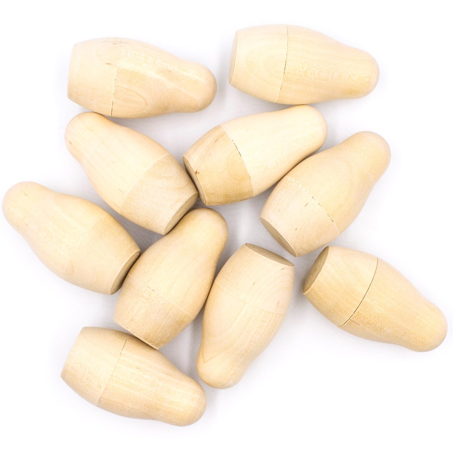 Lot De 10 Poupées Russes Vierges En Bois Non Peintes - 4 Tailles Empilables - Pour Peinture Et Bricolage - 4