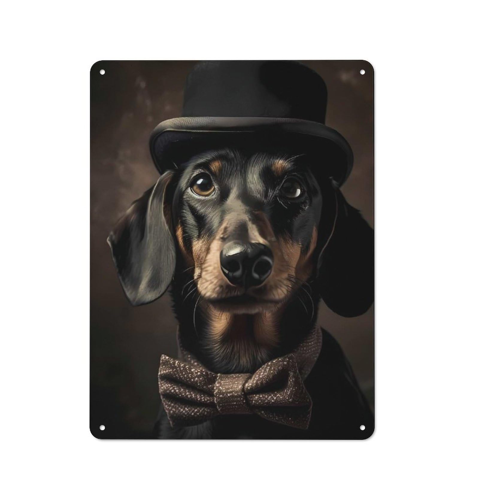 Junmoney Dachshund Hat Smart Decorative Metal Sign 40X30cm, Studio Wall Plaque For Hobby Room, Office, Lounge Or Living Room
