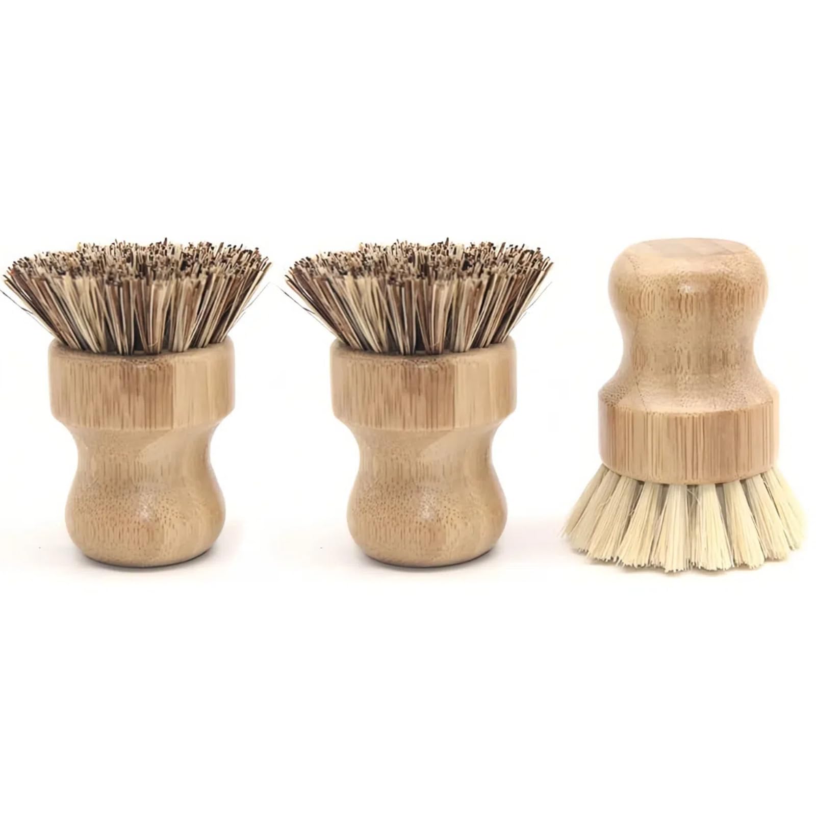 Brosse à vaisselle en bois naturel lot de 3 pour poêle en fonte et cuisine écoresponsable