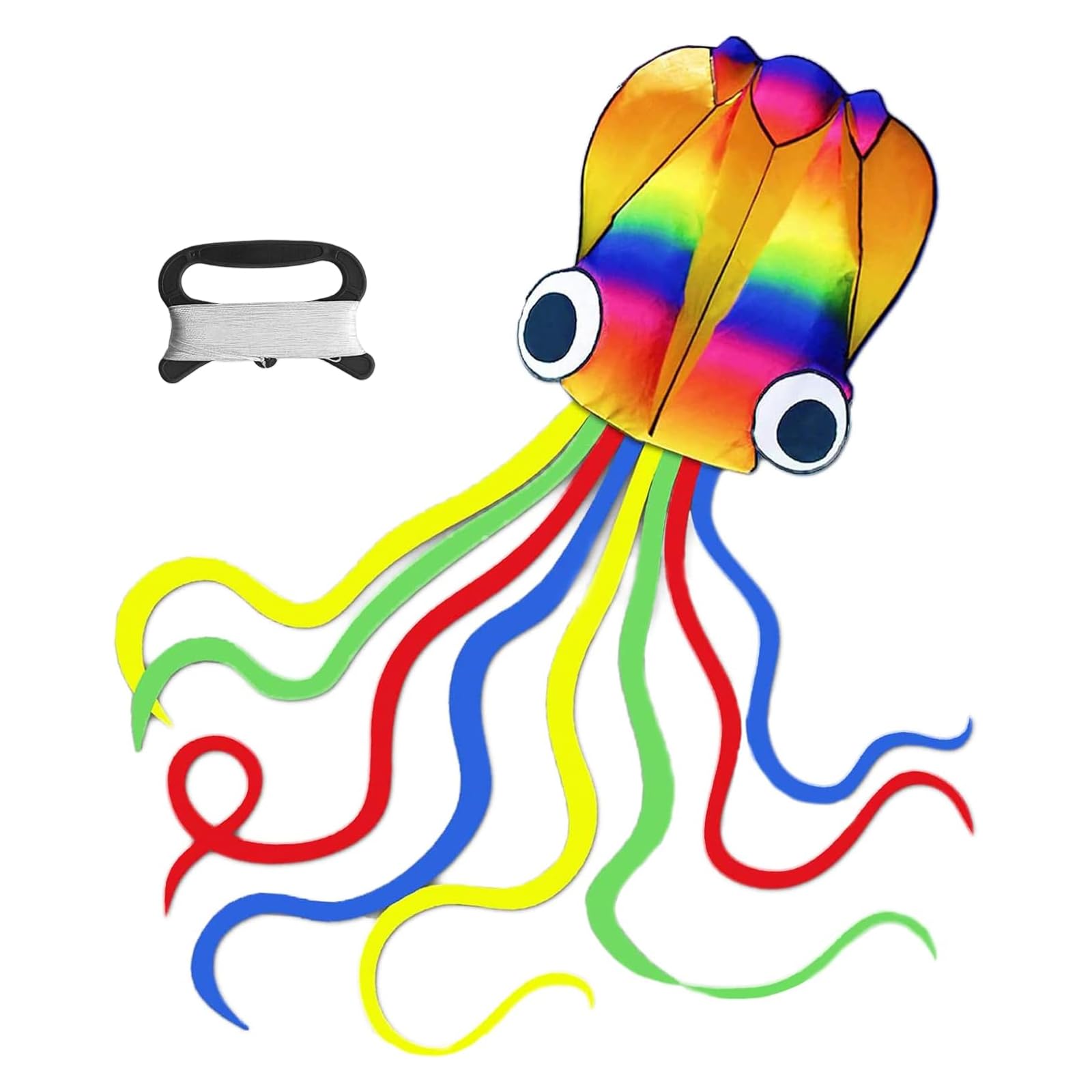 Giant Rainbow Soft Octopus Kite for Kids and Adults 4.2 * 0.7m Large Kite Long Tail 100m Kites Line Handle Great Gift for Beach Trip Outdoor Games