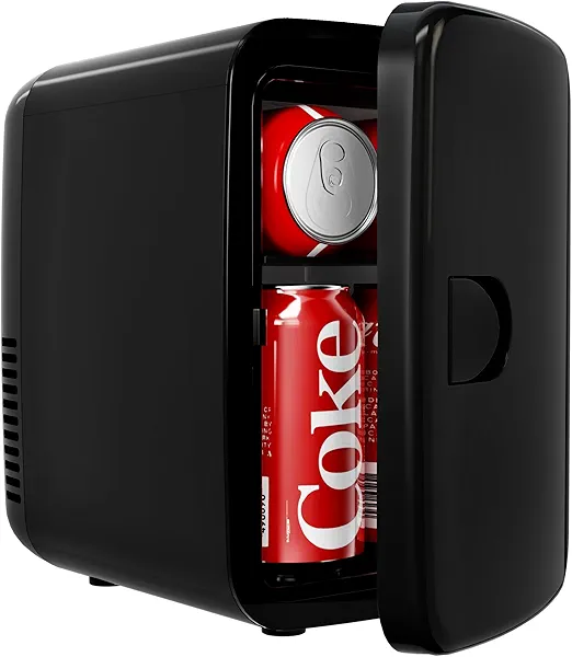 EUHOMY Mini Fridge, 4 Liter/6 Can Compact Refrigerator, AC/DC Portable Cooler & Warmer for SkinCare, Food and Drinks, Mini Fridge for Bedroom, Office, Car & Dorm, Black